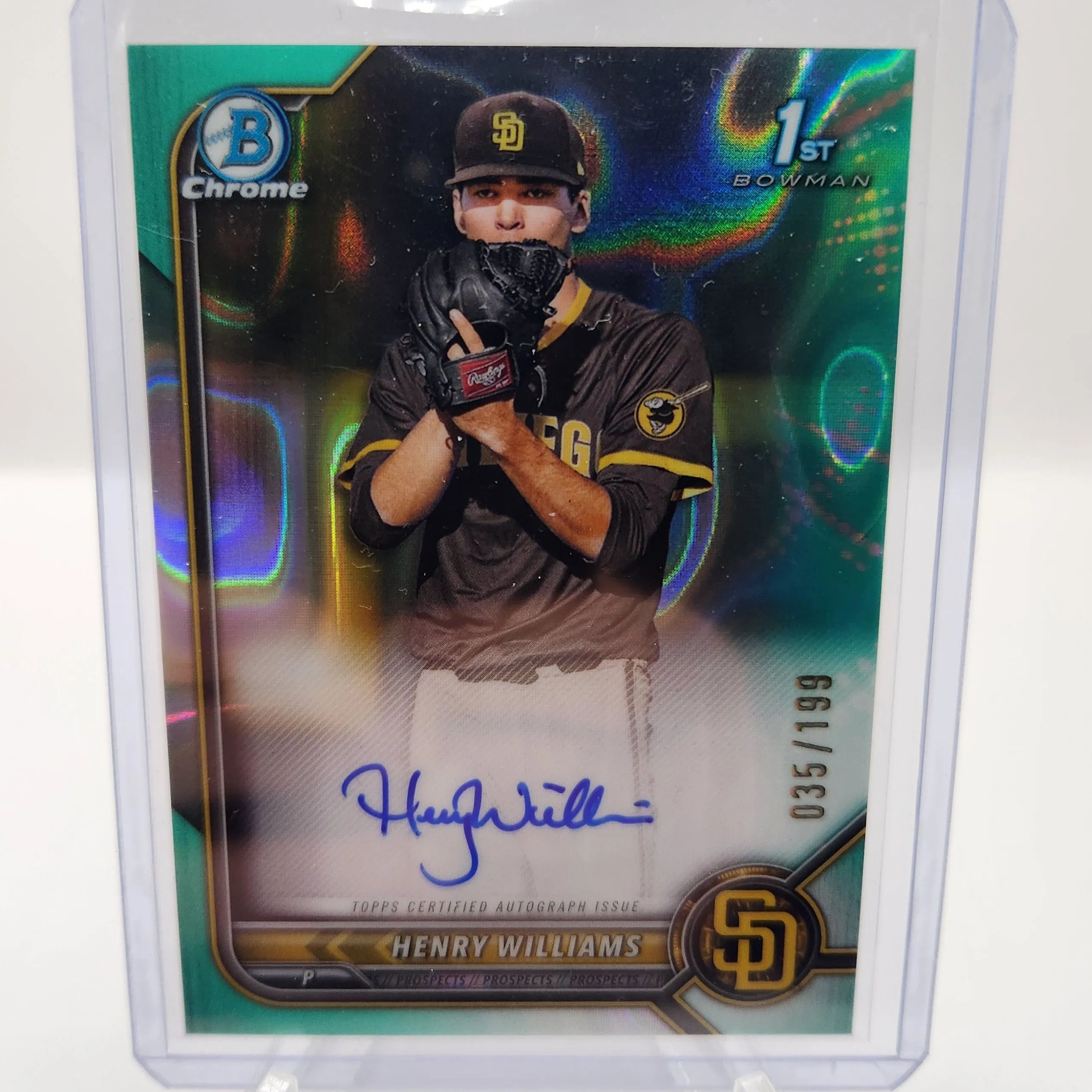 Product image for 2022 Bowman Chrome aqua lava refractor auto Henry Williams 35/199