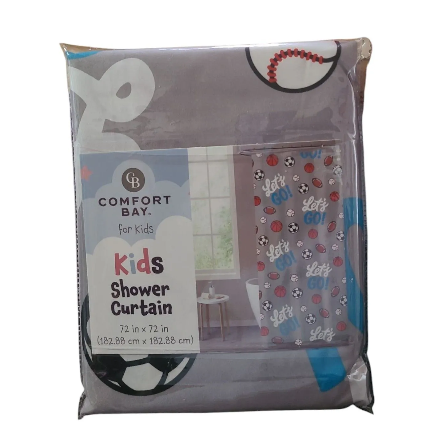 Product image for Comfort Bay Kids Shower Curtain (Sports Balls) NEW