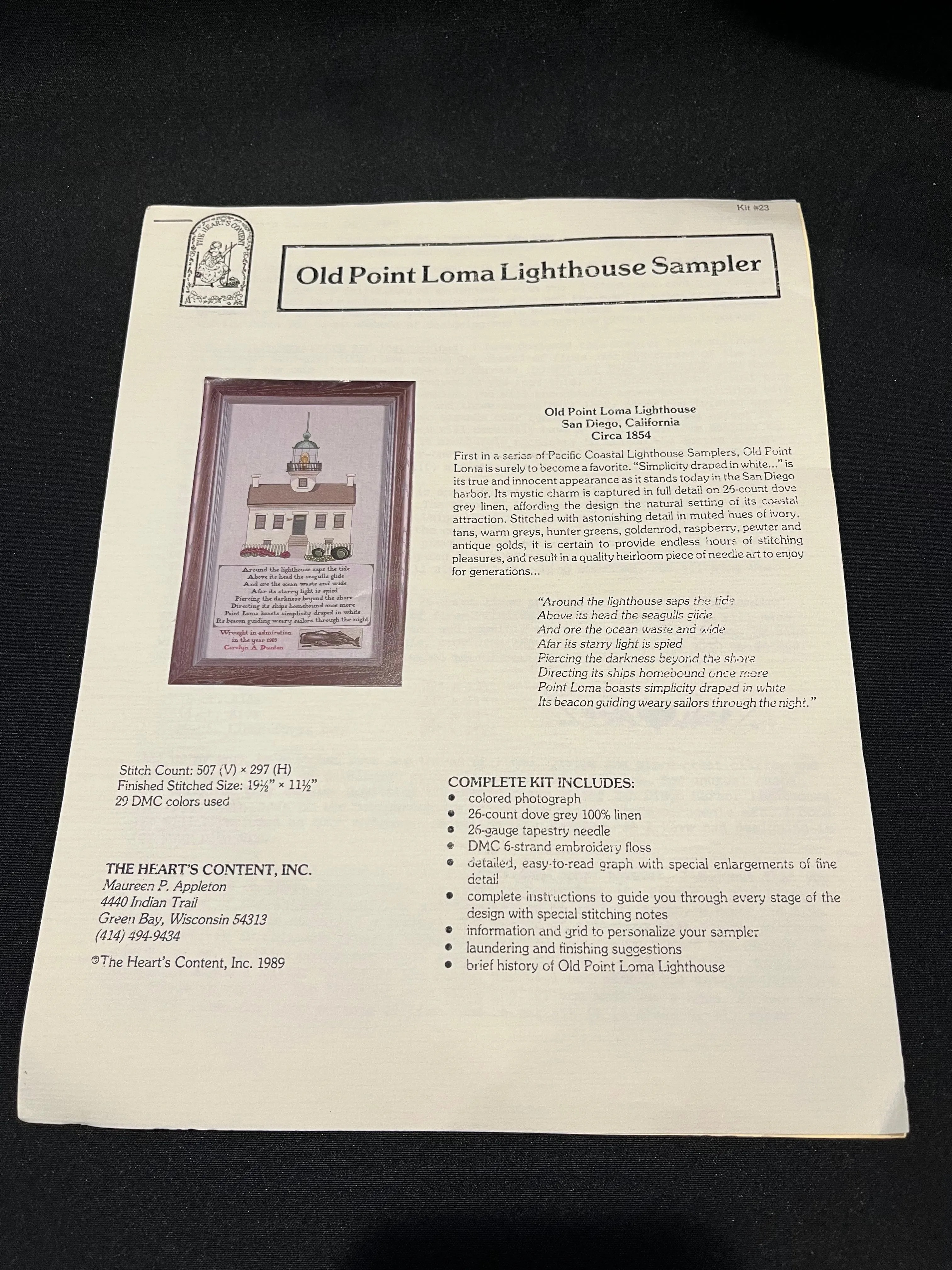 Product image for Old Point Loma Lighthouse Sampler The Heart’s Content, Inc. Preowned
