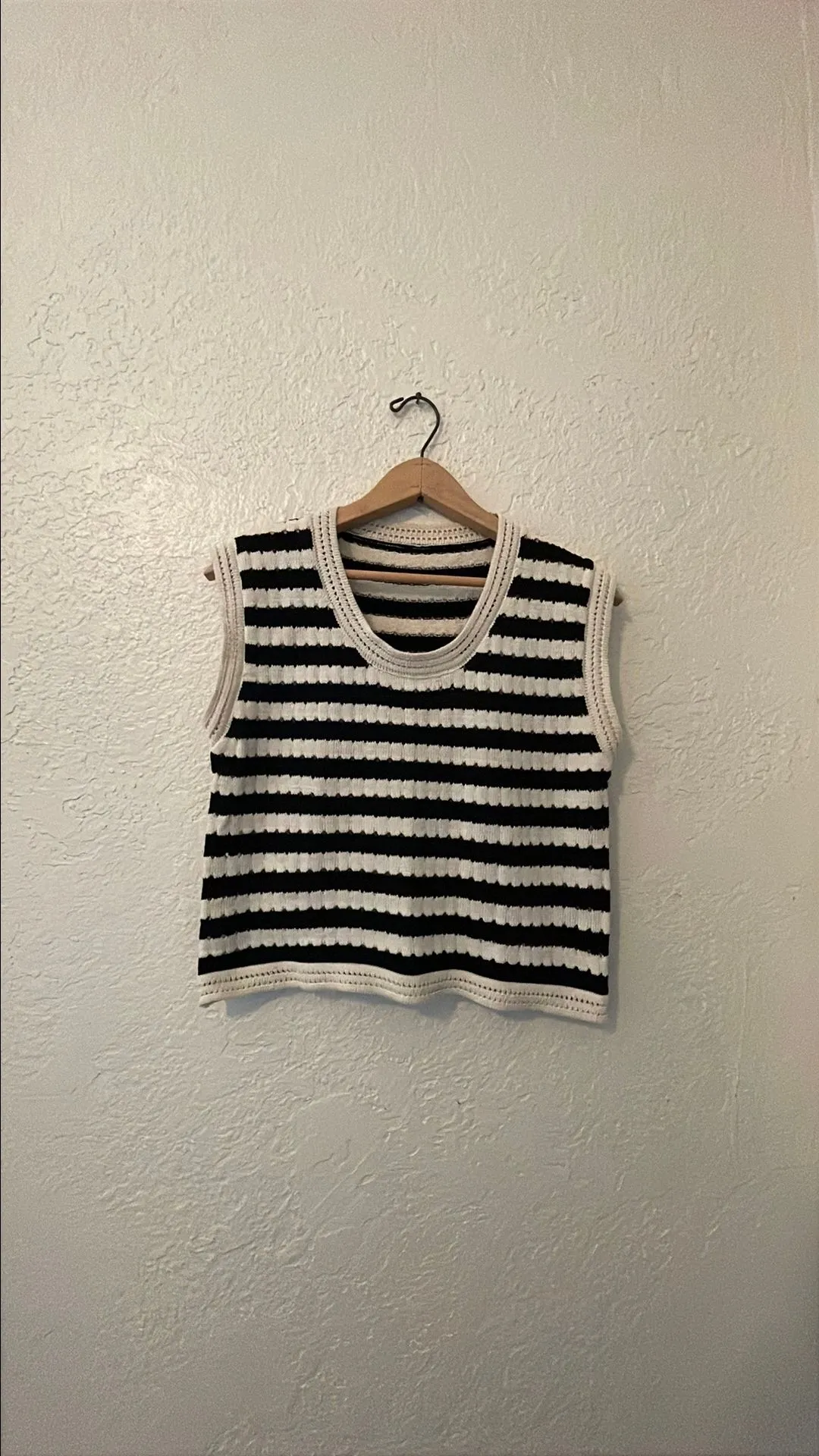 Product image for Black & white striped knit vest top