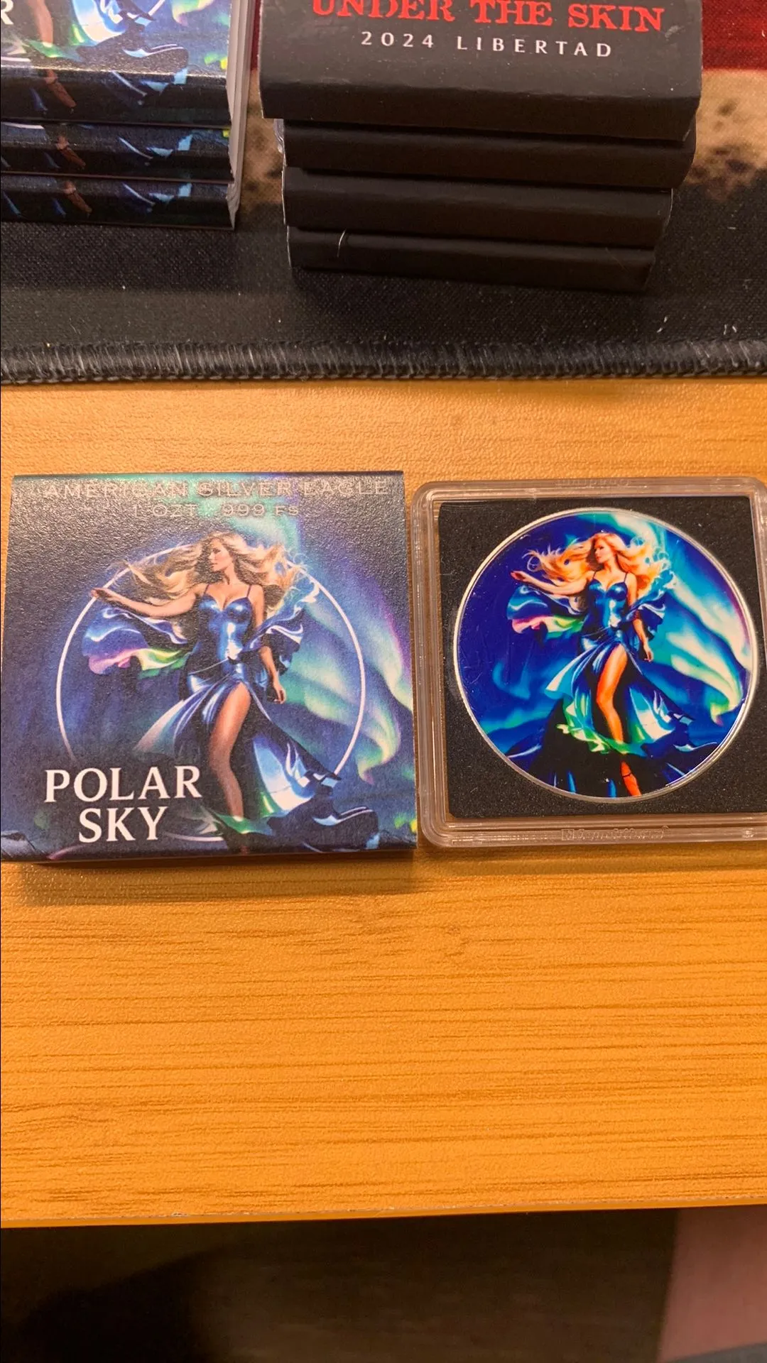 Product image for 250 MINTED POLAR SKY  Silver Eagle 1 Oz Silver Coin 1$ USA 2024 TYPE ii ASE COLORIZED