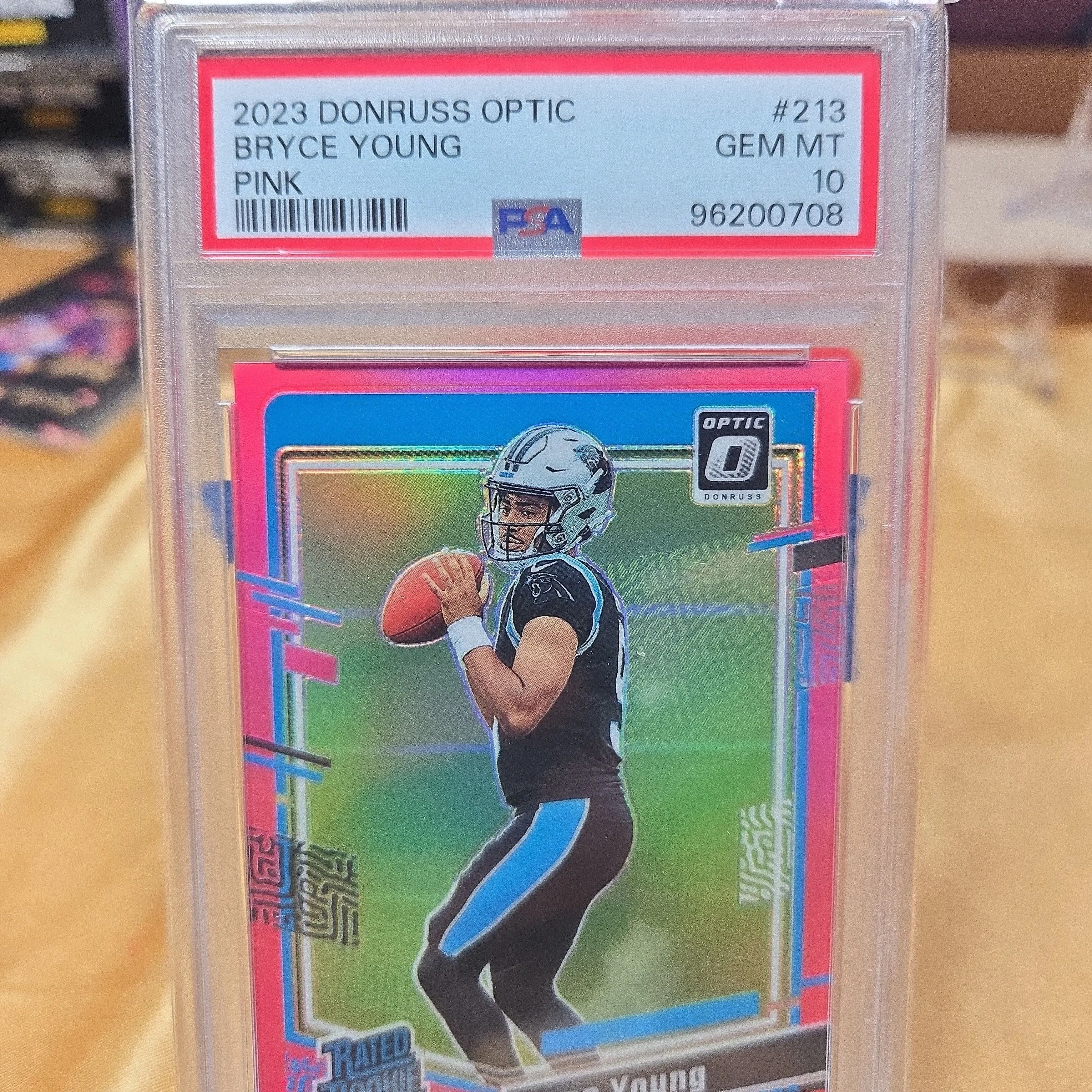 Product image for 2023 Panini Donruss Optic Bryce Young 213 Pink PSA GEM MT 10