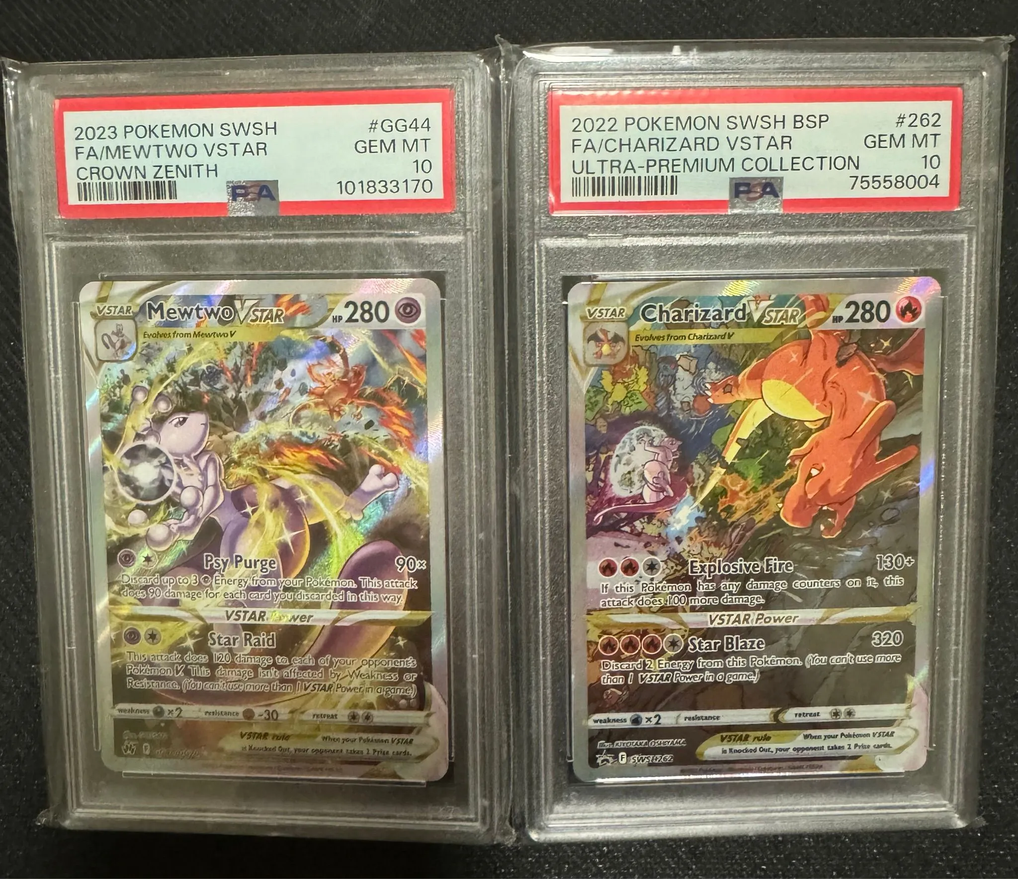 charizard and mewtwo pokemon card SET 2 CGC 9.5 MINT+ Japanese VST 212/172 221/  PKMhobby variation to centering All right be honest, who's