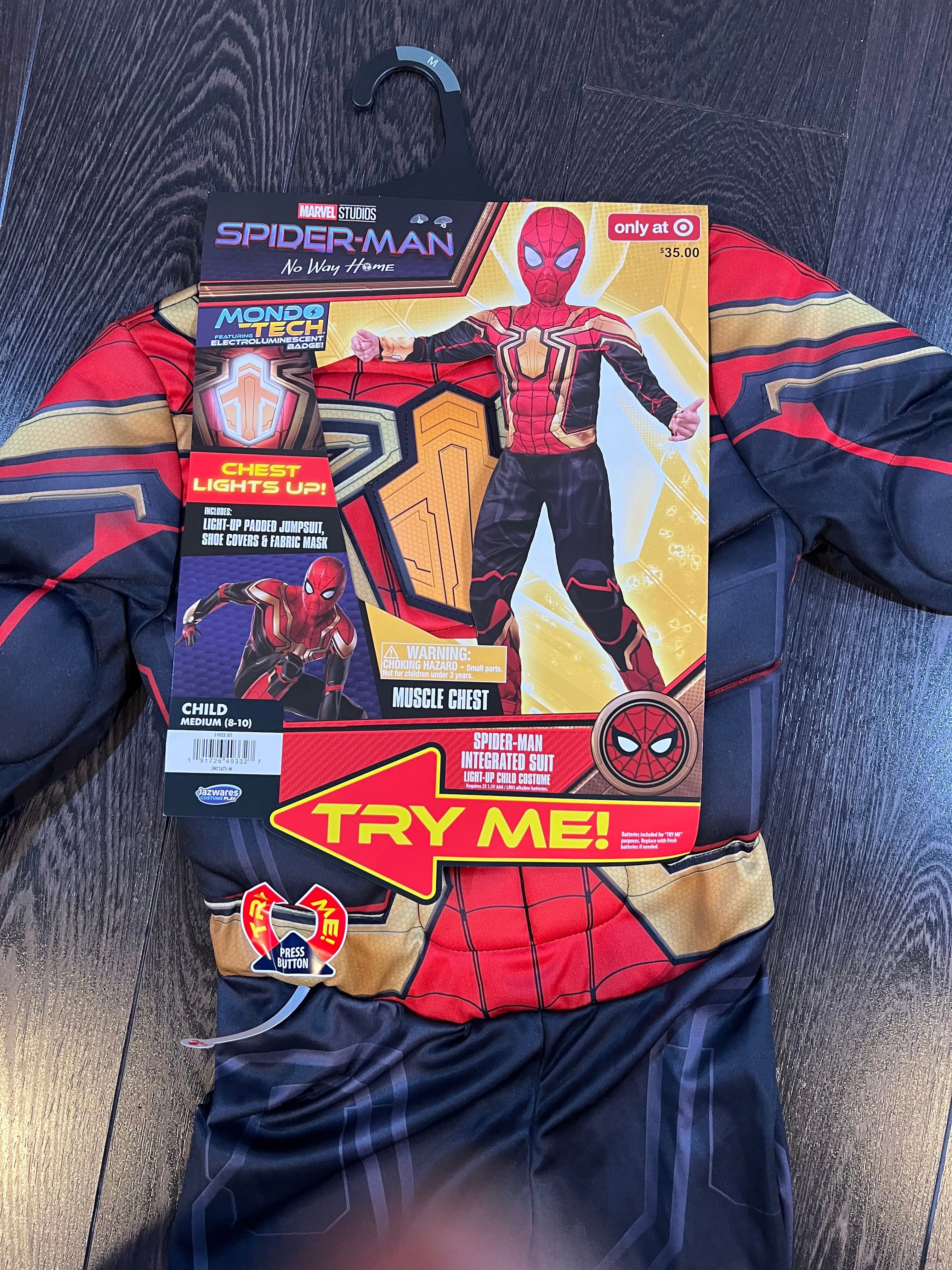 Product image for Marvel Spiderman Deluxe: No Way Home Boys Halloween Costume small or medium Light up