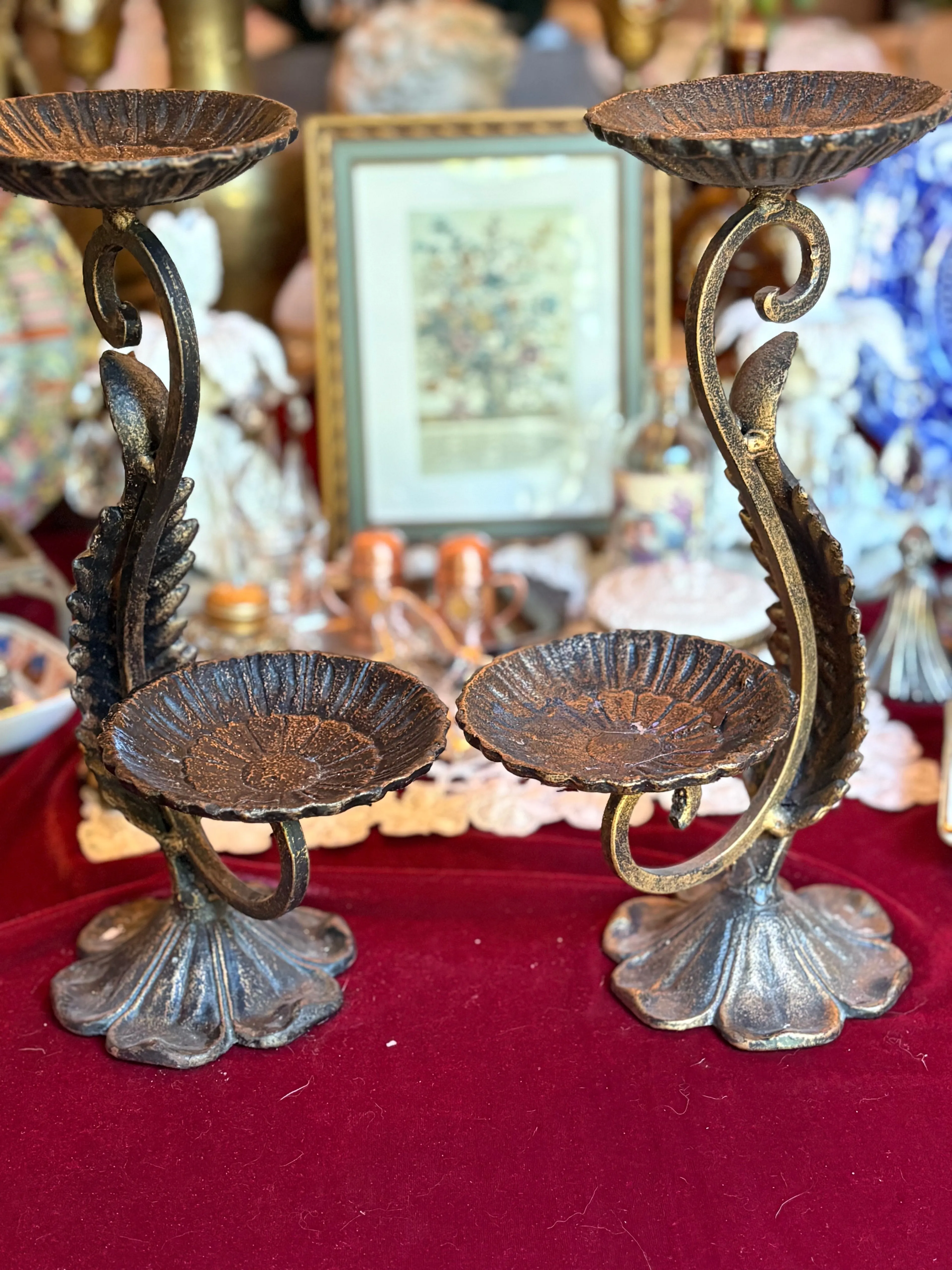 Product image for Pair of Vintage Metal Candle Holders