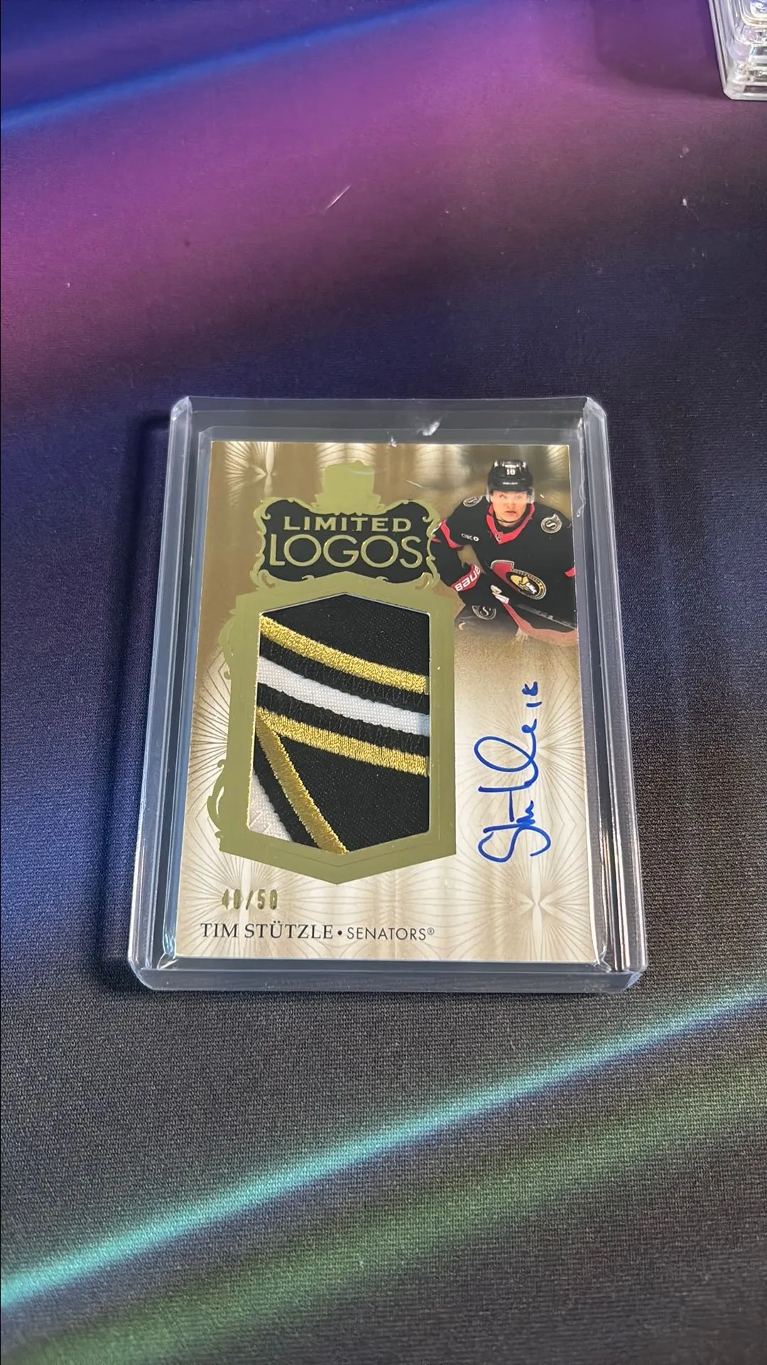 Product image for 2023-24 The Cup Hockey Tim Stutzle Limited Logos Patch Auto Gold /50