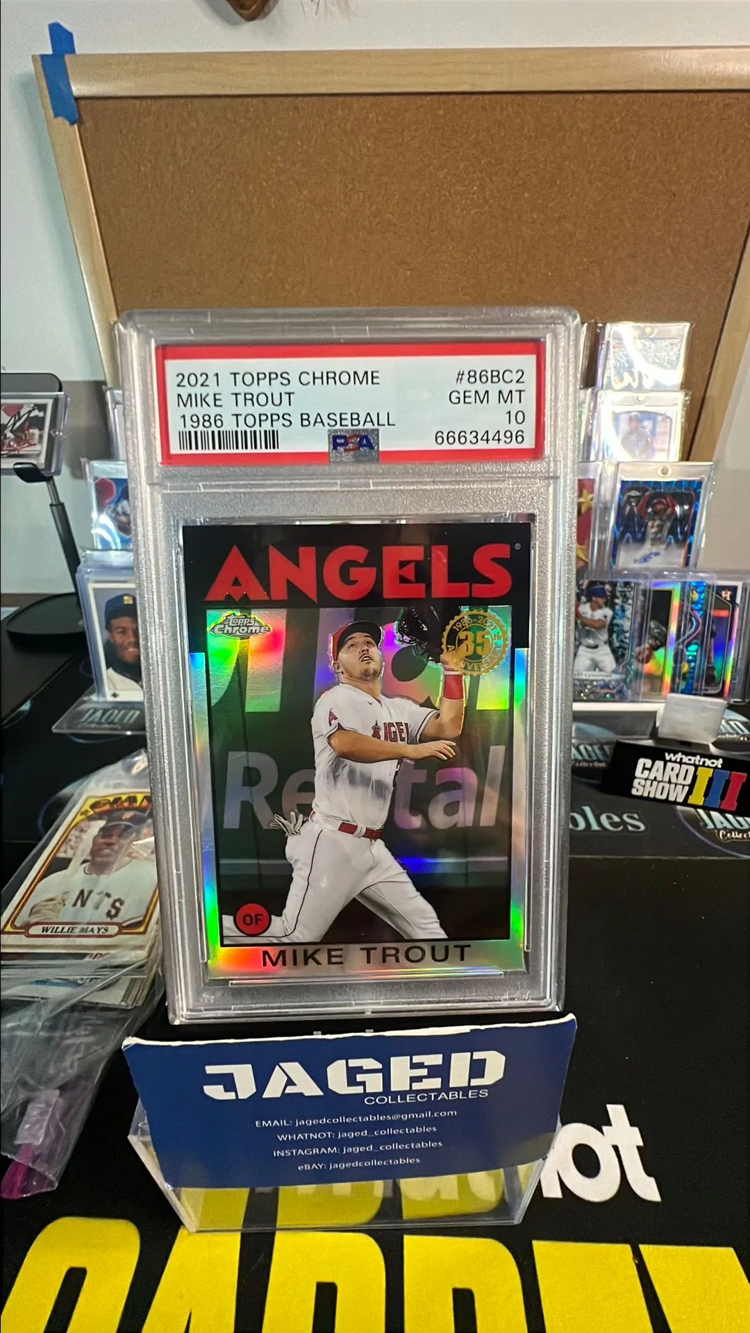 Product image for 2021 Topps Chrome 1986 Topps Baseball Mike Trout 86BC2 1986 Topps Baseball PSA GEM MT 10