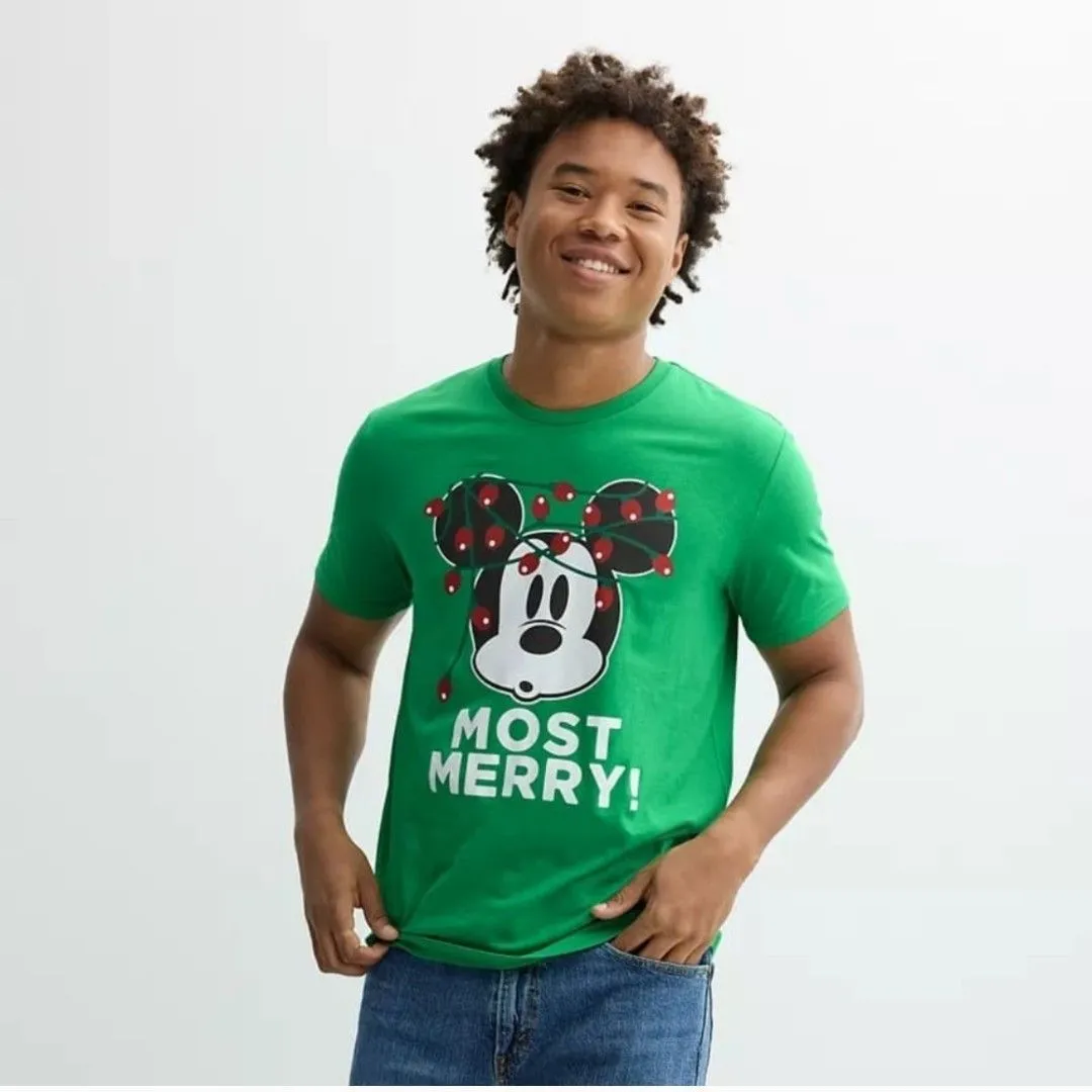Product image for Mickey Mouse 2XL Mens T-Shirt 🆕 Disney Christmas Most Merry