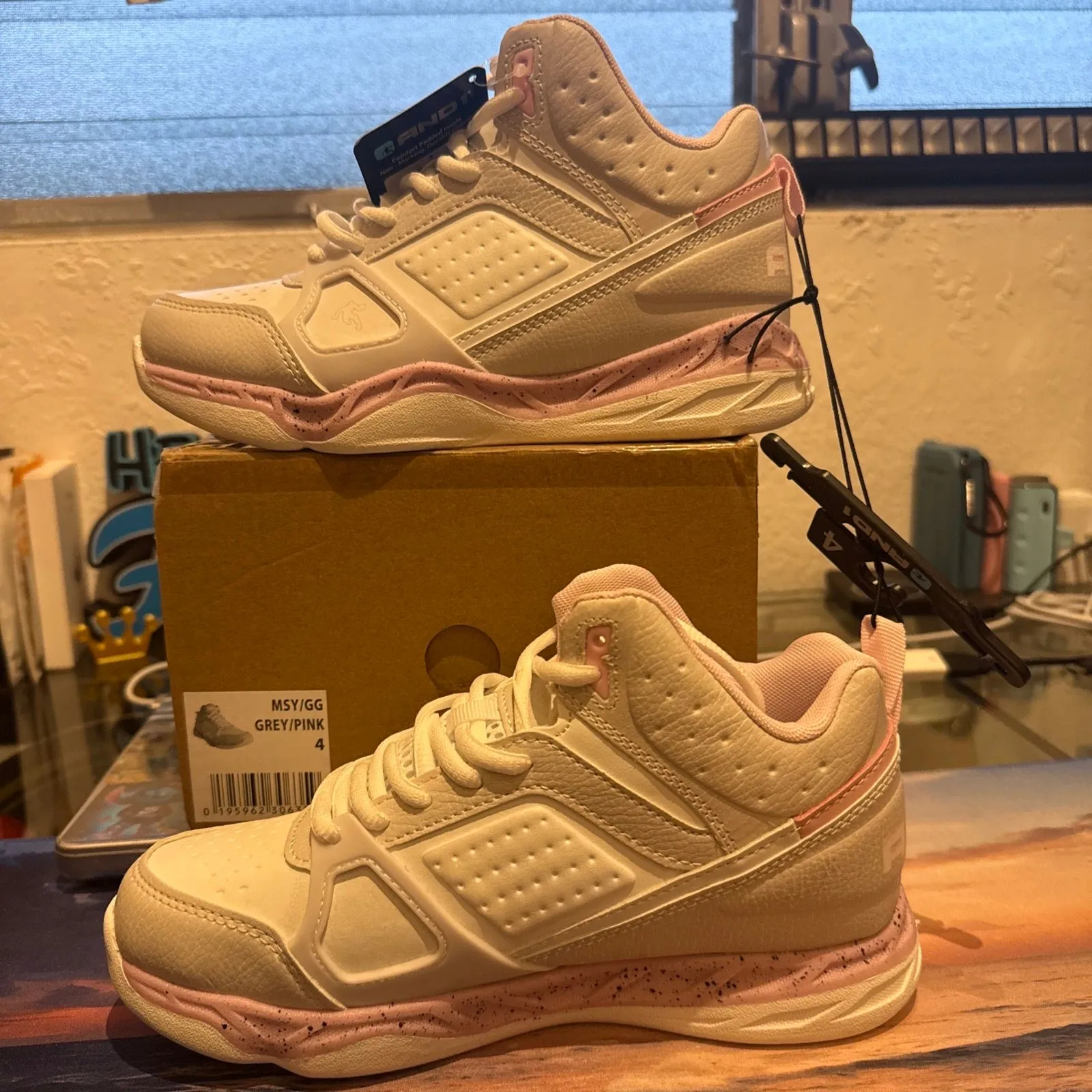 Product image for And1 Assist 6.0 Youth Girls Athletic Sneakers Gray/Pink Size 4 Shoes NEW