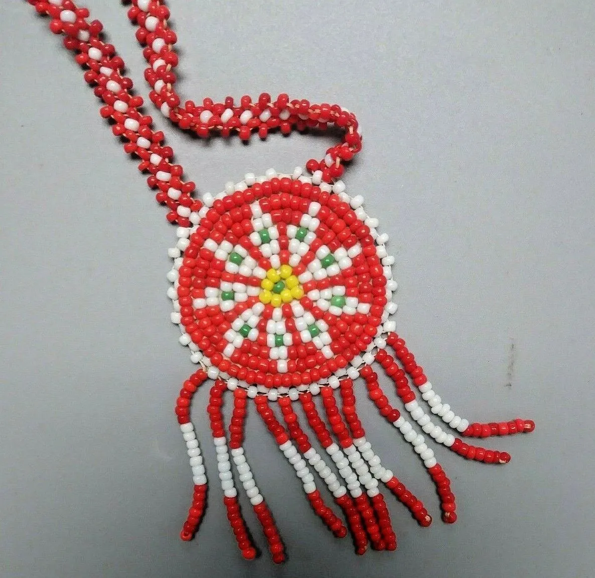 Product image for Vintage Native American Hand Beaded Navajo Pendant Necklace