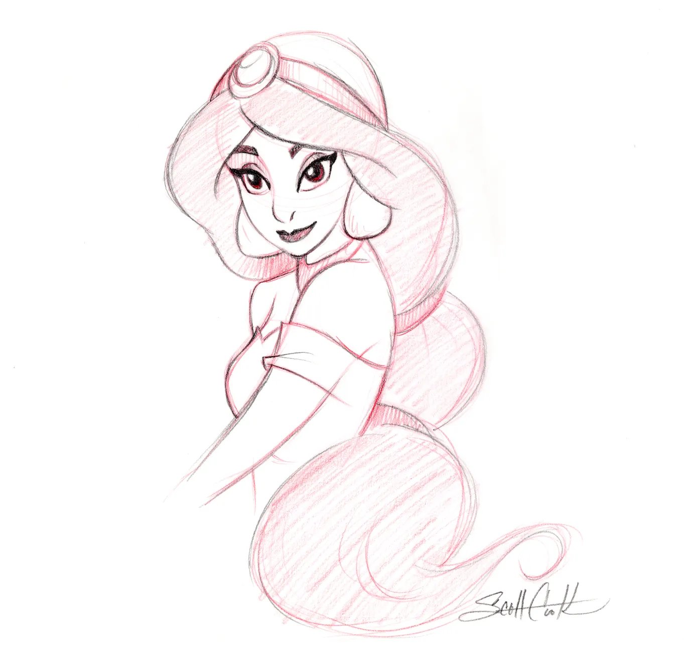 Princess Jasmine Master Drawing - Signed · Whatnot: Shop, Sell, Connect, image size:1363x1288