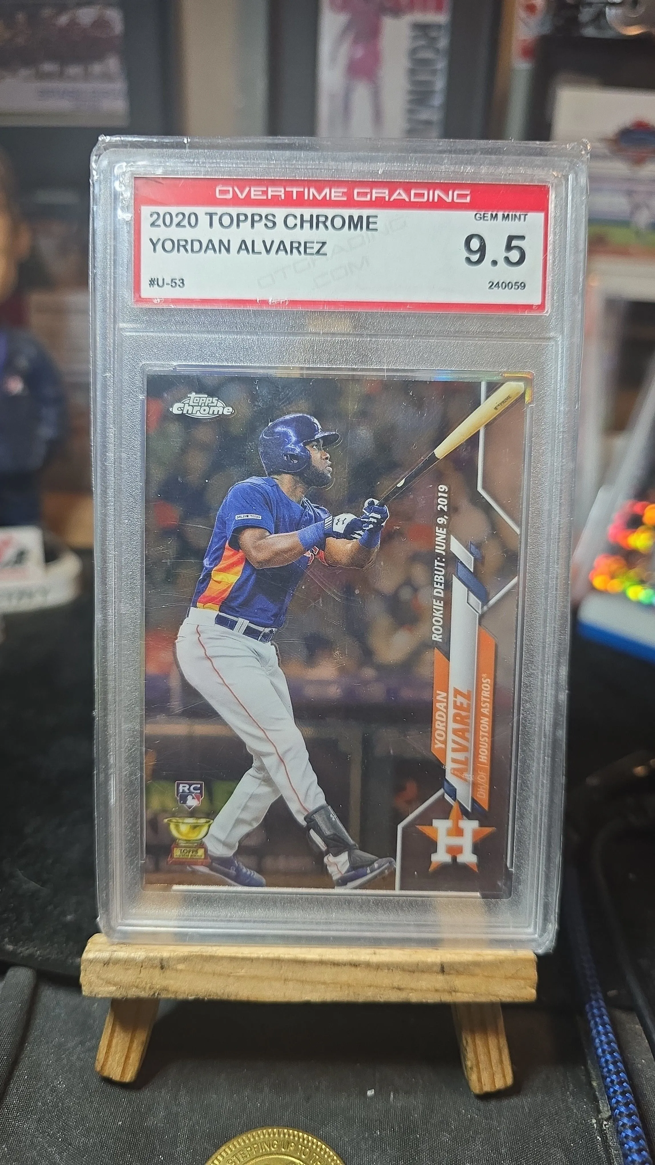 Product image for 2020 topps chrome rookie debut YORDAN ALVAREZ RC all-star rookie gold cup