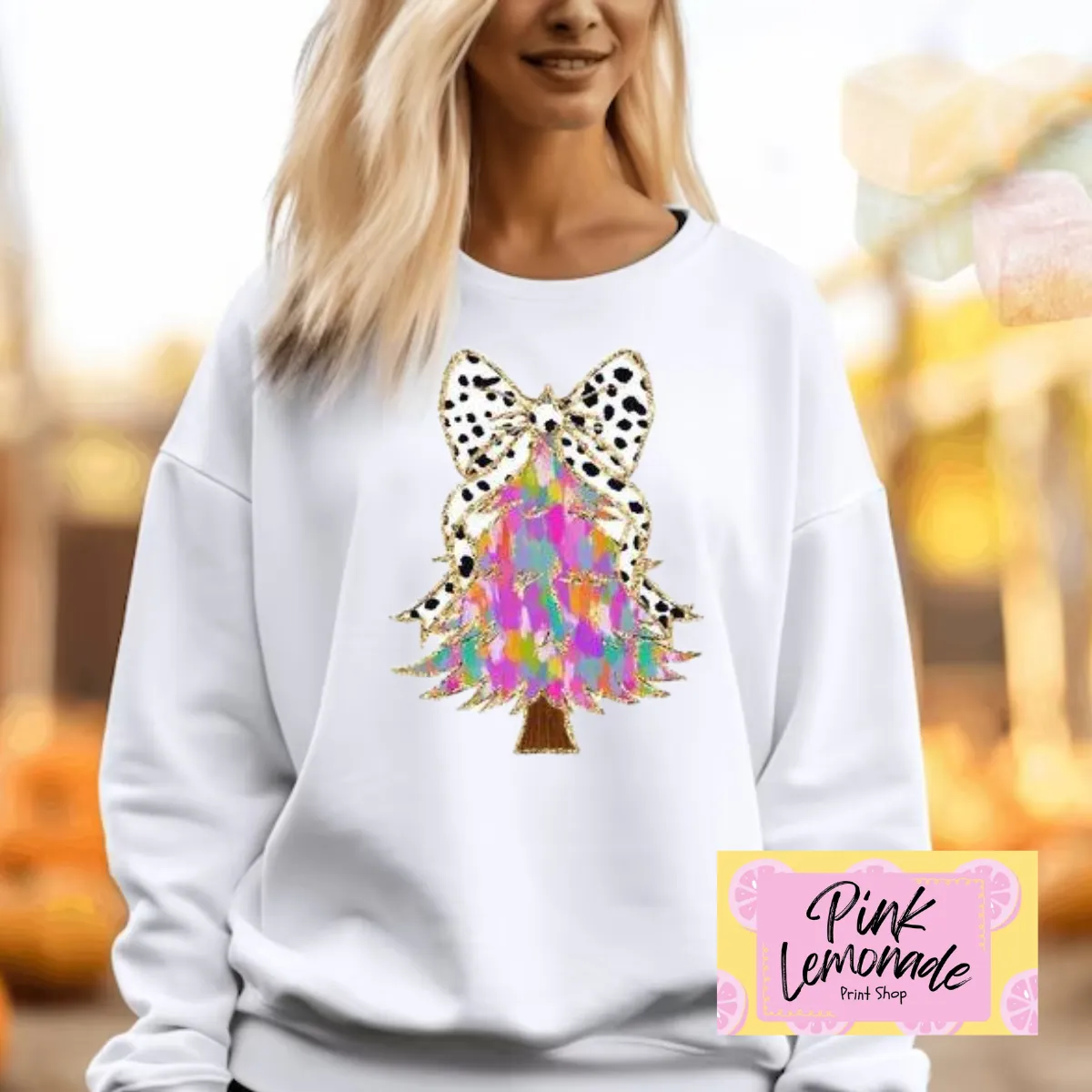 Product image for Christmas Tree Paint Strokes (White Sweat Shirt)
