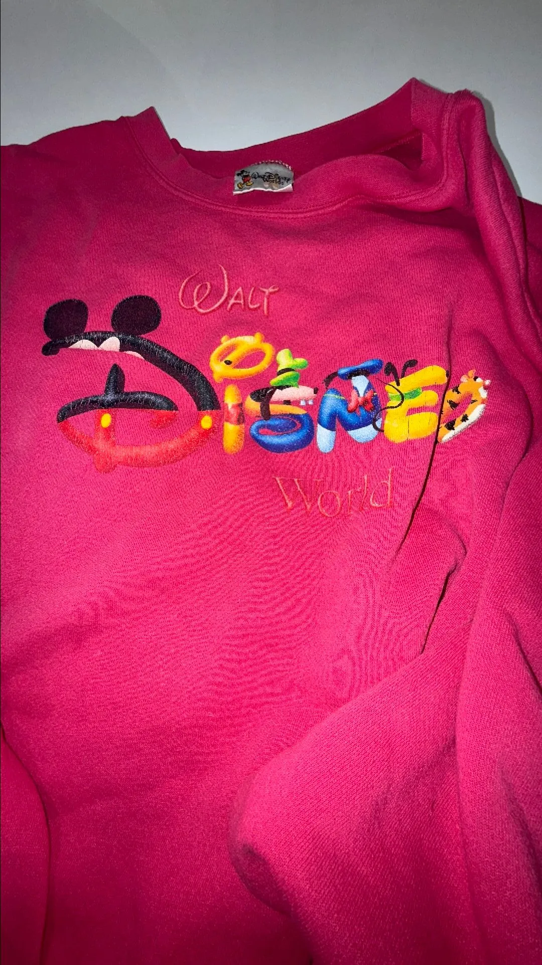 Product image for Vintage Disney world hot pink crewneck