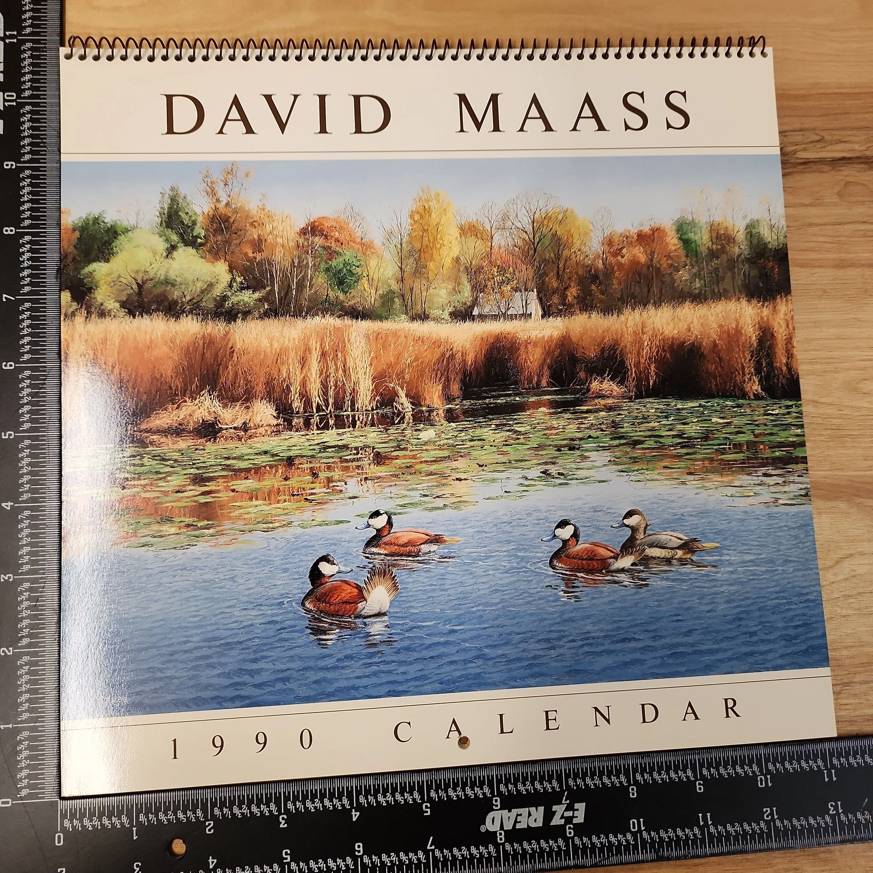 Product image for David Maass Ducks Mallard Bird Art Calendar 1990 Vintage