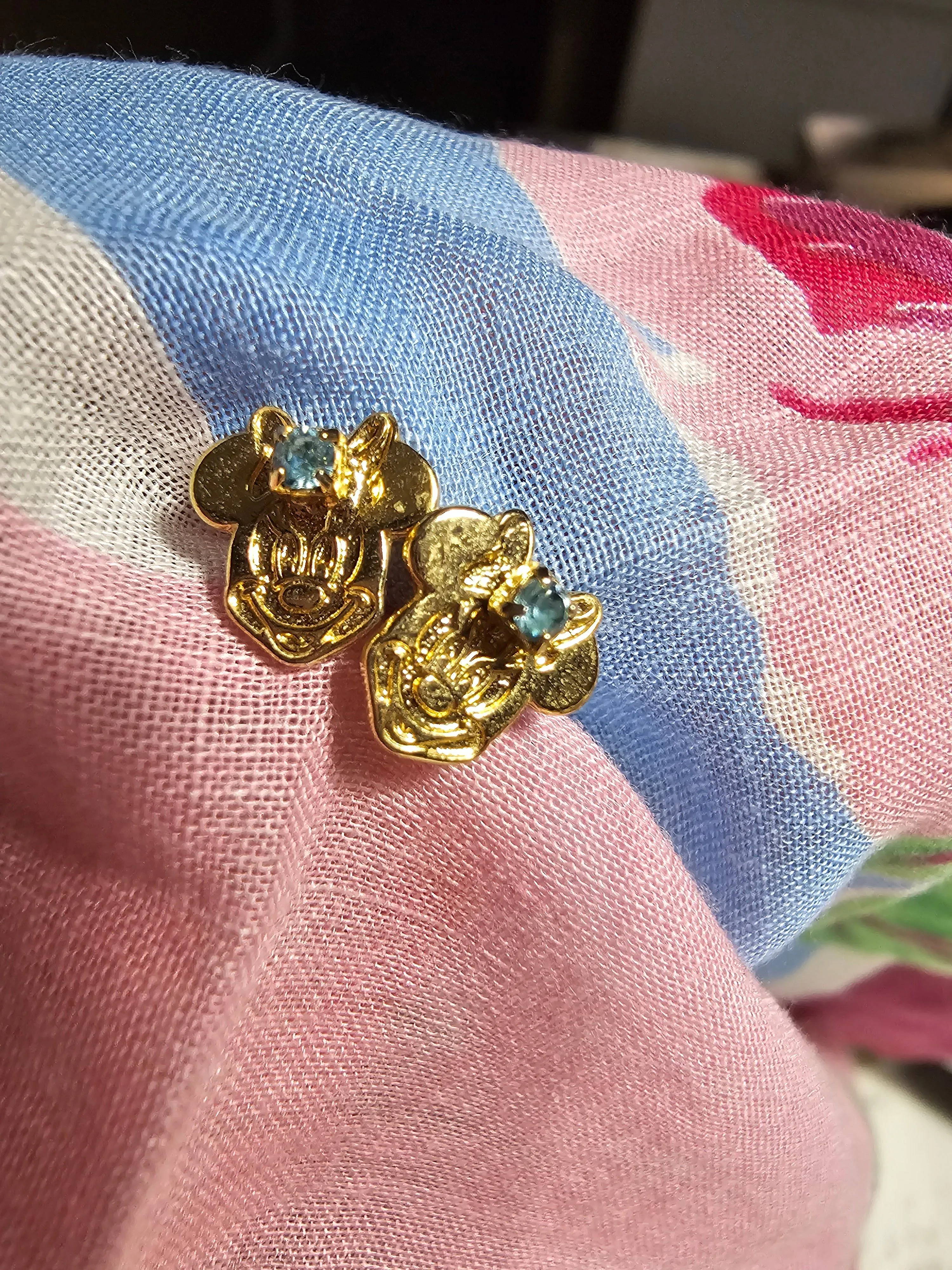 Product image for Disney Mickey Mouse Earrings Aquamarine Stone