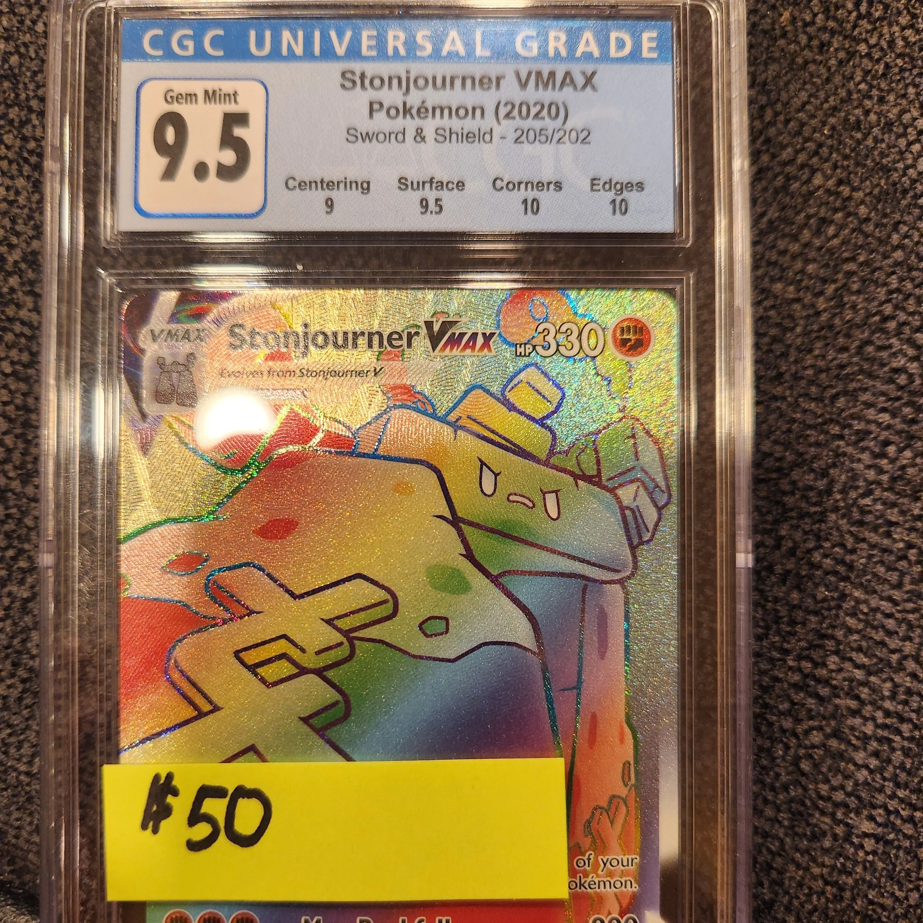 Product image for CGC 9.5 (Now 10) Stonjourner VMAX Rainbow
