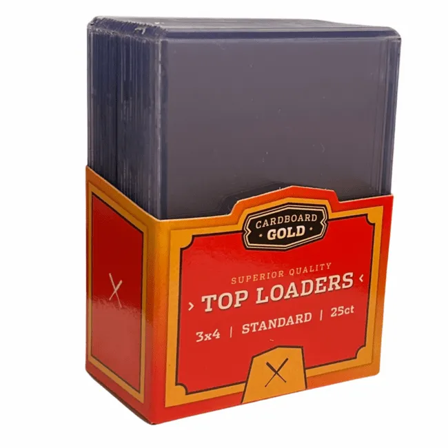 Product image for Cardboard Gold 25 Pack Standard Size Top Loaders