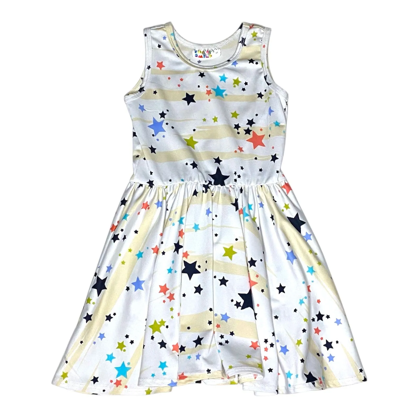 Product image for Dot Dot Smile White Striped Star Print Sleeveless Dress Size 2T