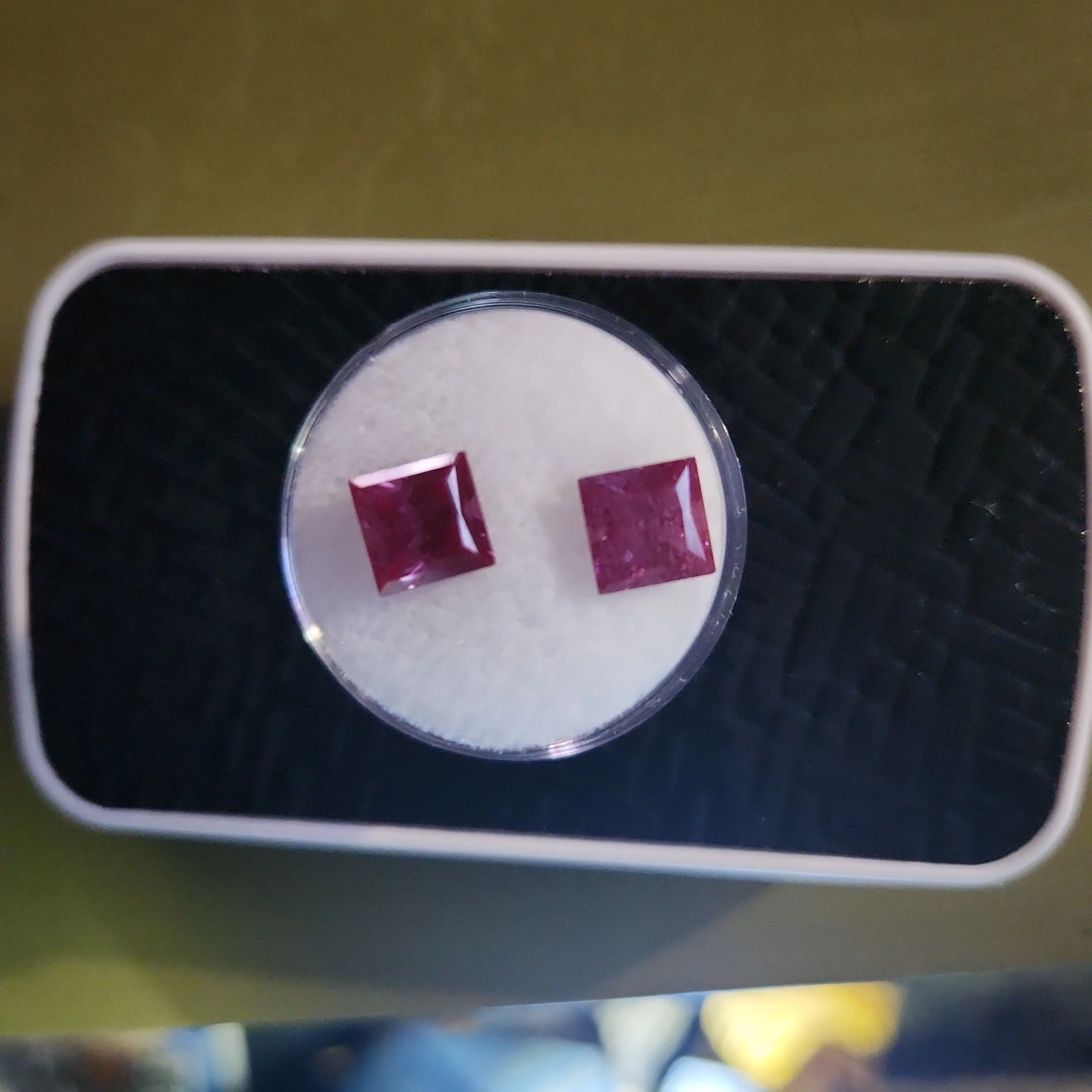 Product image for Matching Pair of Princess Cut Lab Alexandrite (4.7 ct total weight)