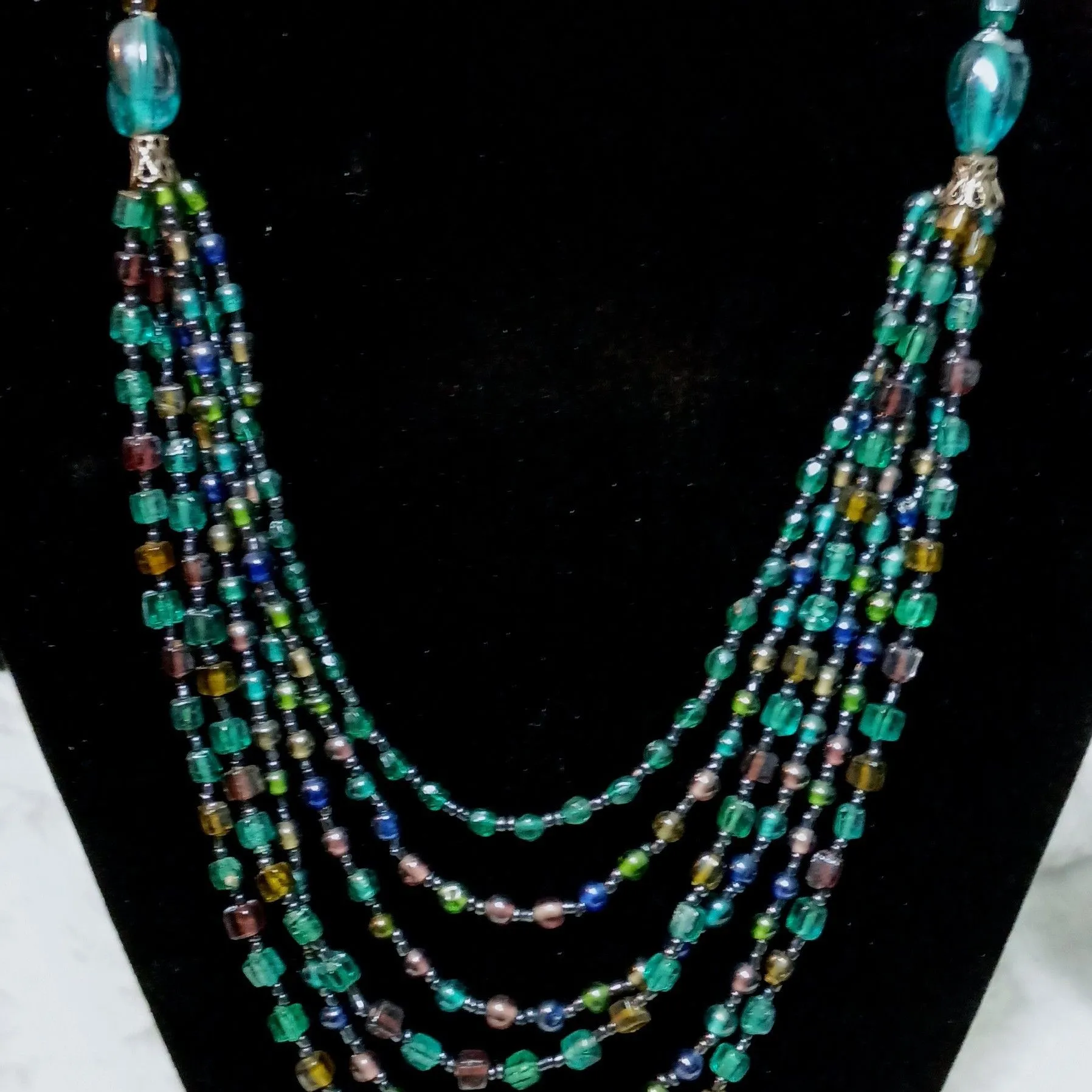 Product image for Multi strand Turquoise Beaded Glass necklace