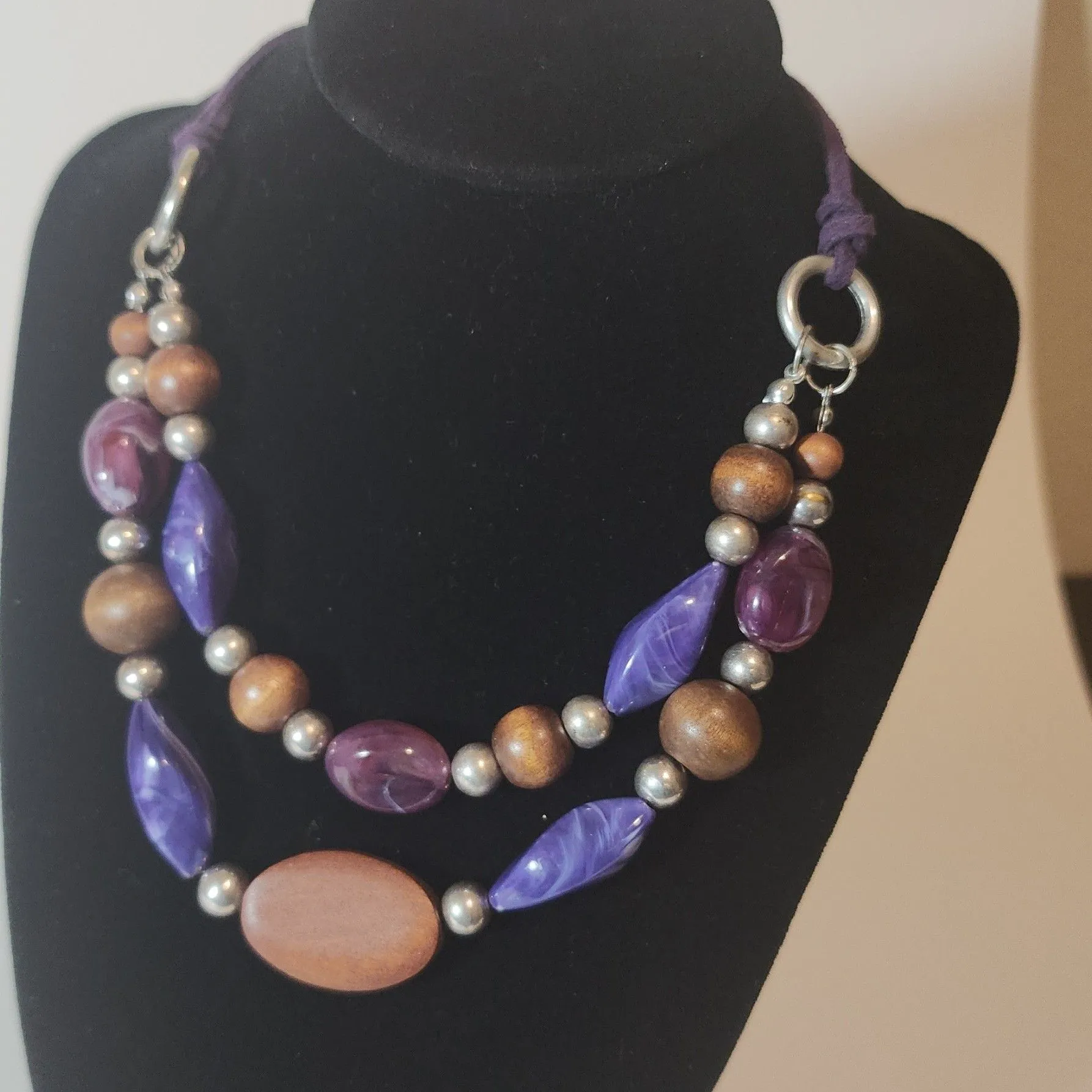 Product image for Amethyst style hand made beaded necklace