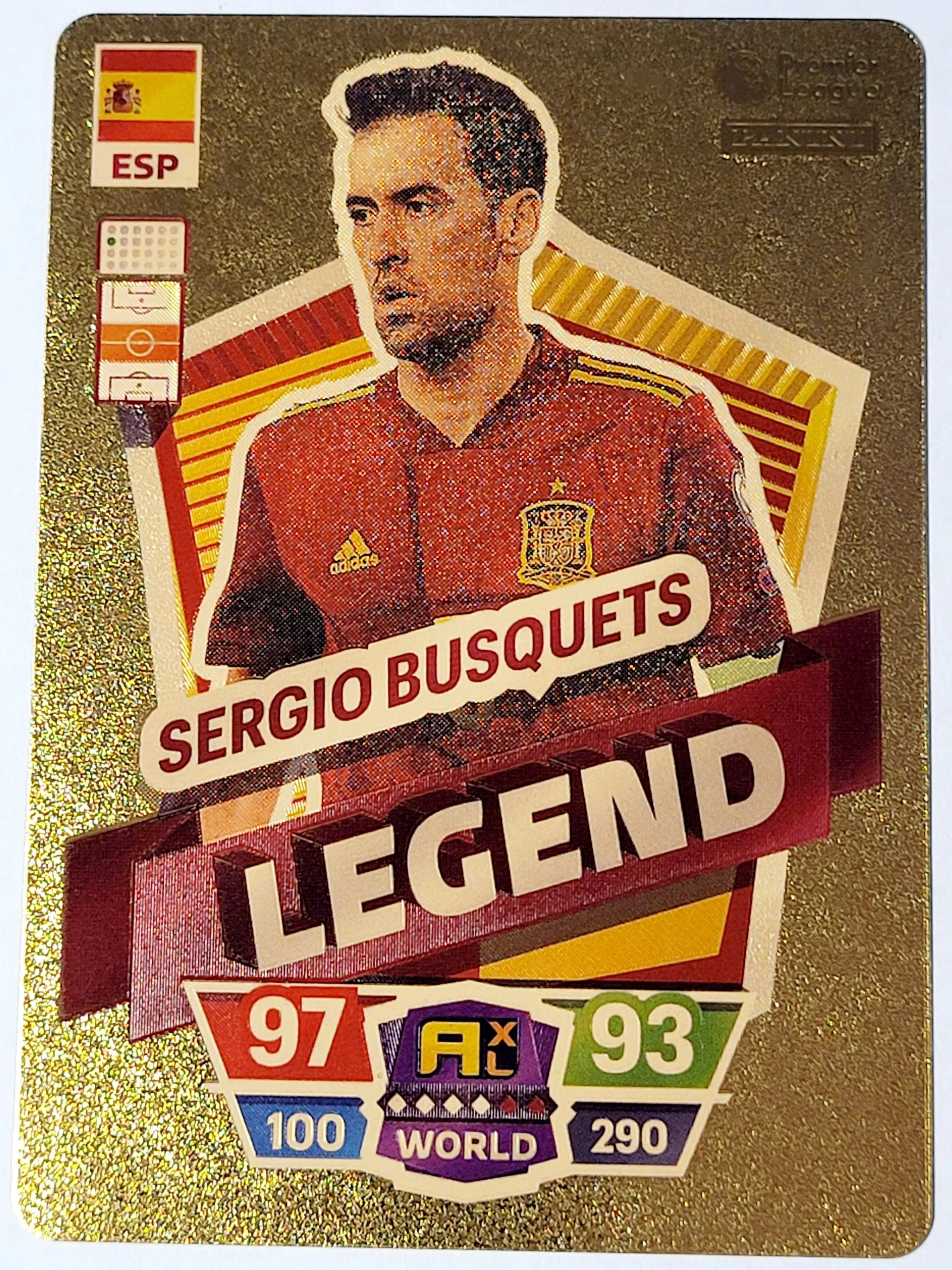 Product image for 2022 Sergio Busquets Panini World Soccer Stars Legend Plastic Gold Color Card Near Mint Condition. T