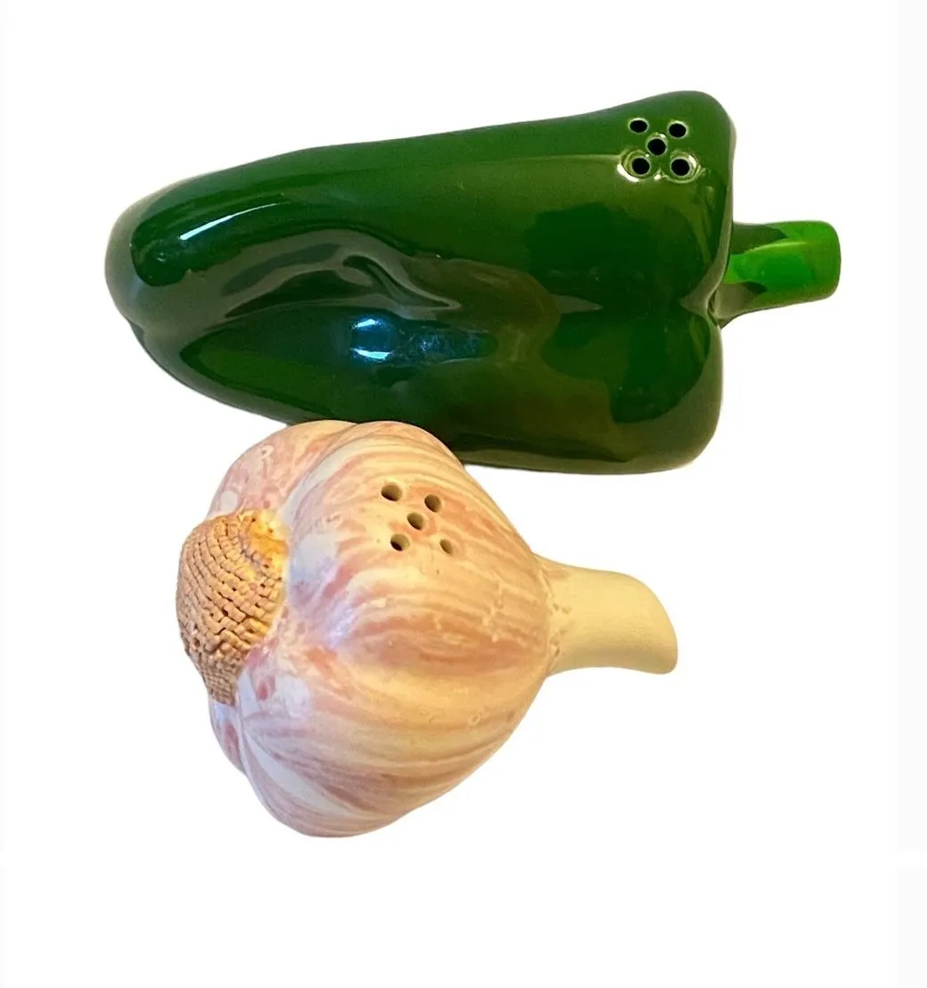 Product image for Green Pepper and Garlic Clove Salt and Pepper Shakers