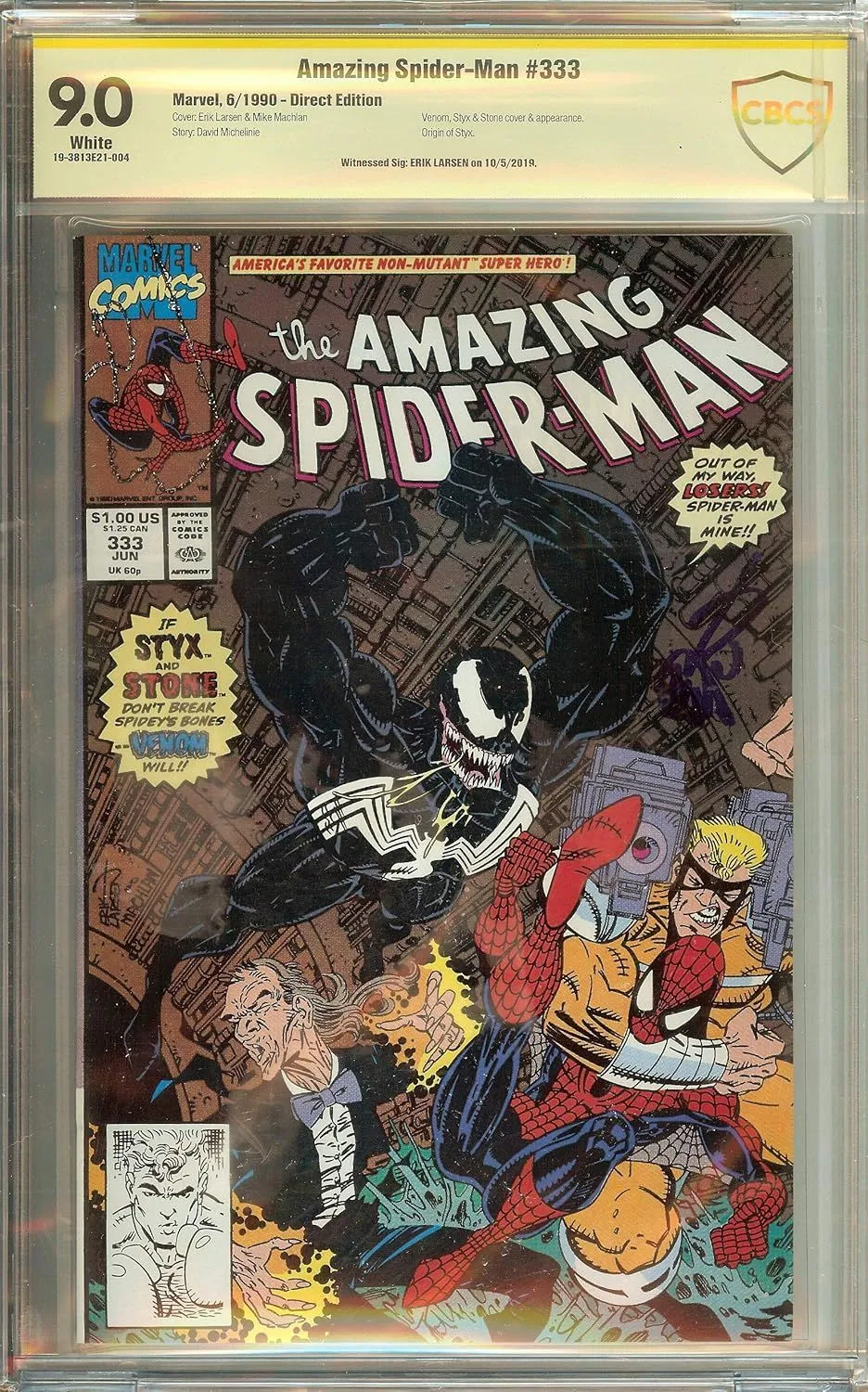 Product image for *SIGNED* Amazing Spider-Man #333 CBCS (not CGC) 9.0 Erik Larsen + FREE COMICS