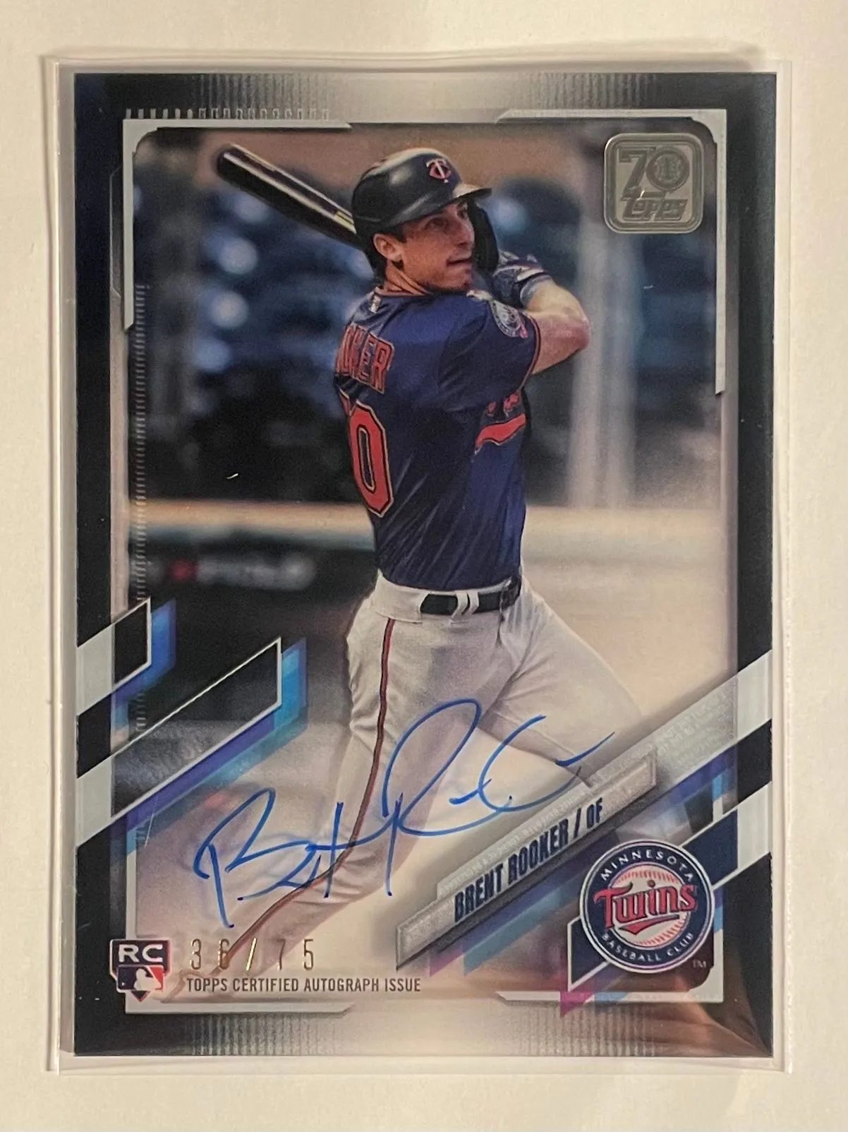 Product image for Brent Rooker /75 Rookie On-Card Auto - 2021 Topps Clearly Authentic