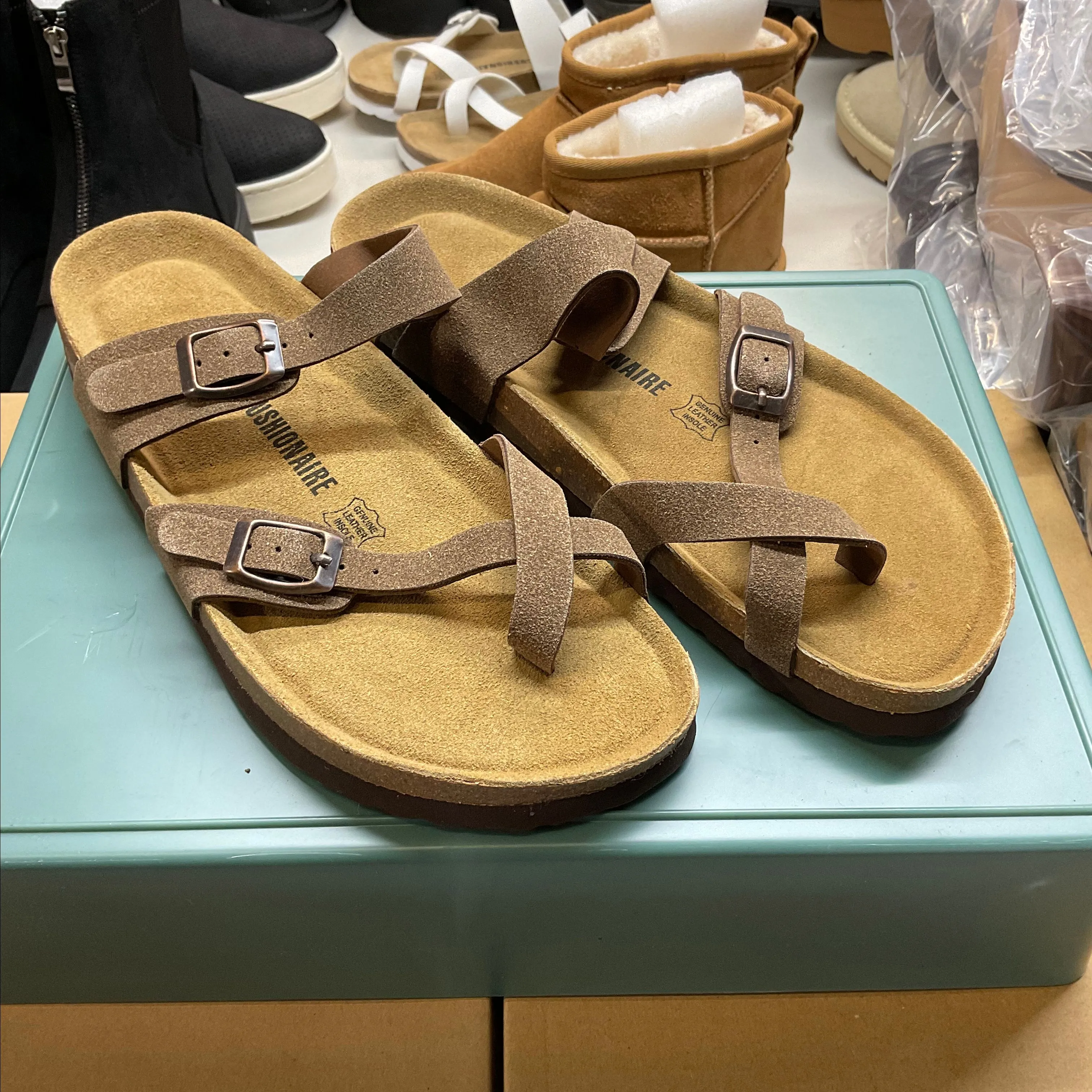 Product image for Women's Cushionaire 2 Strap Sandals Size 11 Genuine Leather Insole