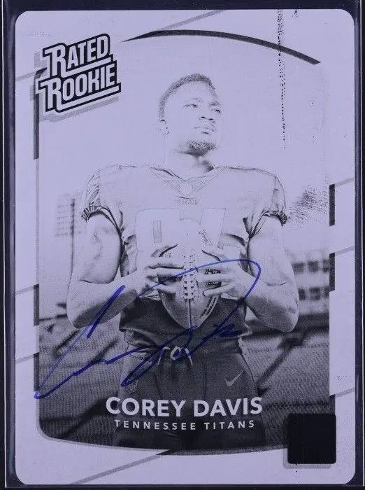 Product image for 2017 Panini P & P '17 Donruss Black Print Plate Corey Davis RC AUTO 1/1 