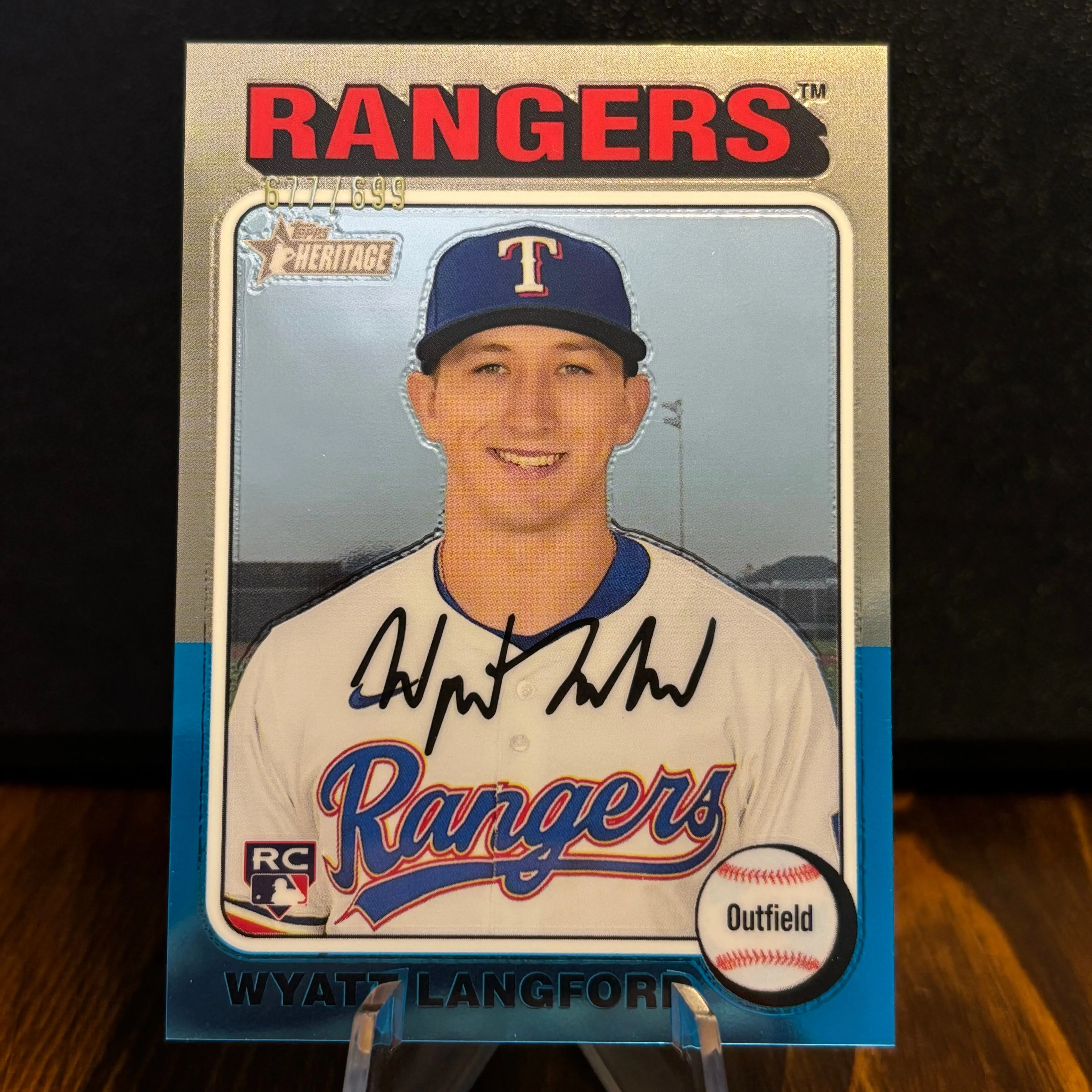 Product image for 2024 Topps Heritage High Number #581 Wyatt Langford RC /699 Chrome Parallel
