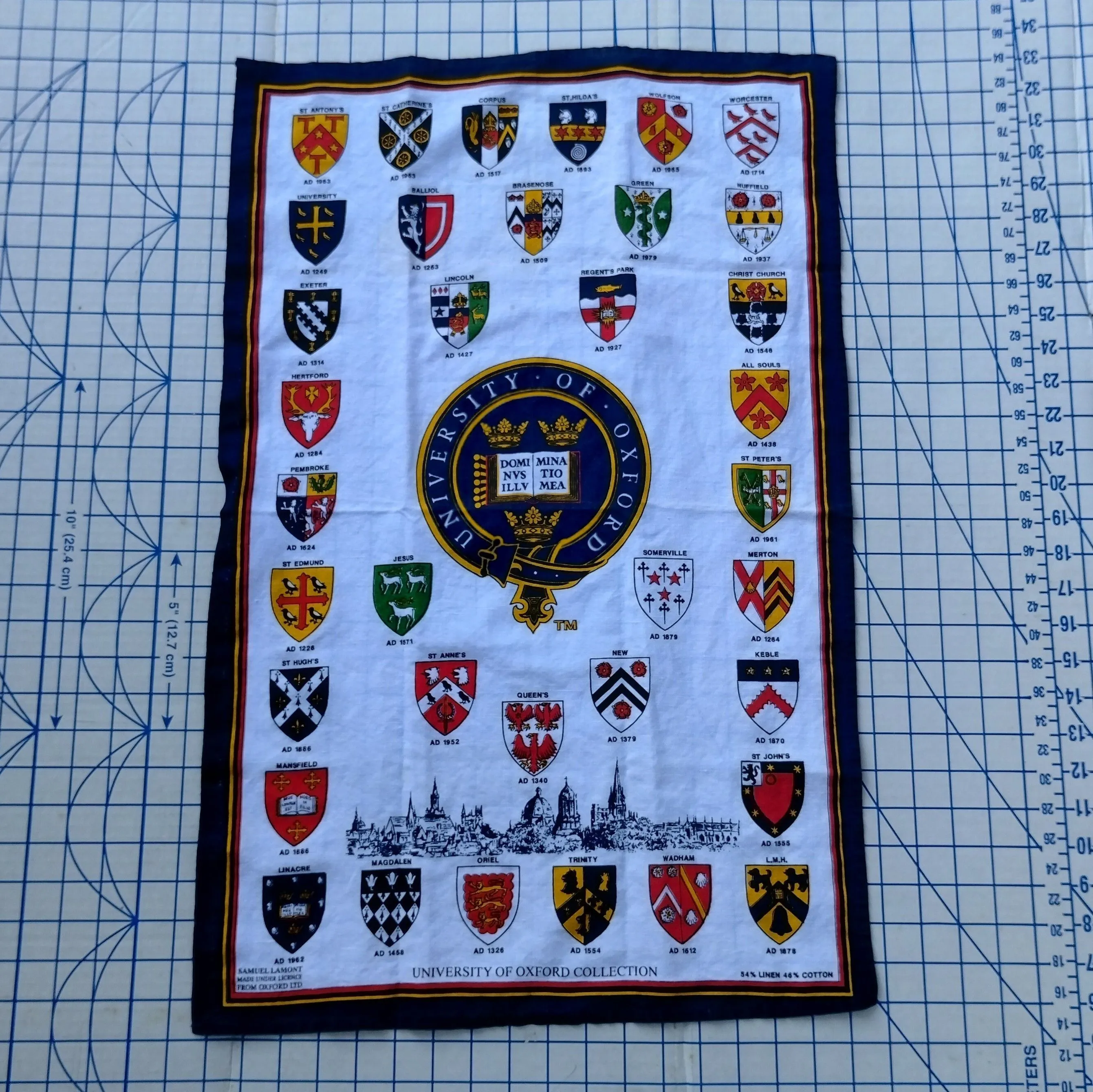 Product image for University Of Oxford, Tea Towel Samuel Lamont Made Under License From Oxford Ltd