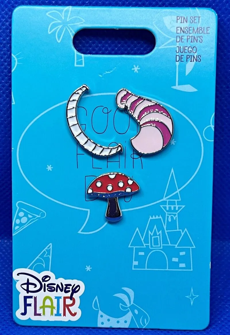 Product image for Disney Parks Flair 3 Pin Set Alice in Wonderland Cheshire