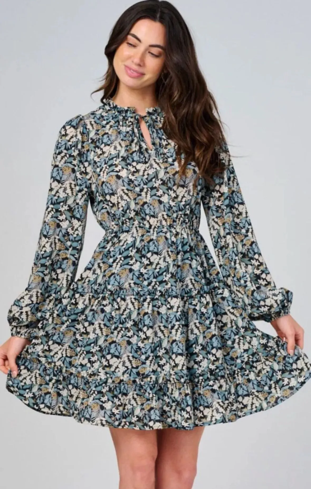 Product image for 120. FLORAL TIERED MINI DRESS - MEDIUM