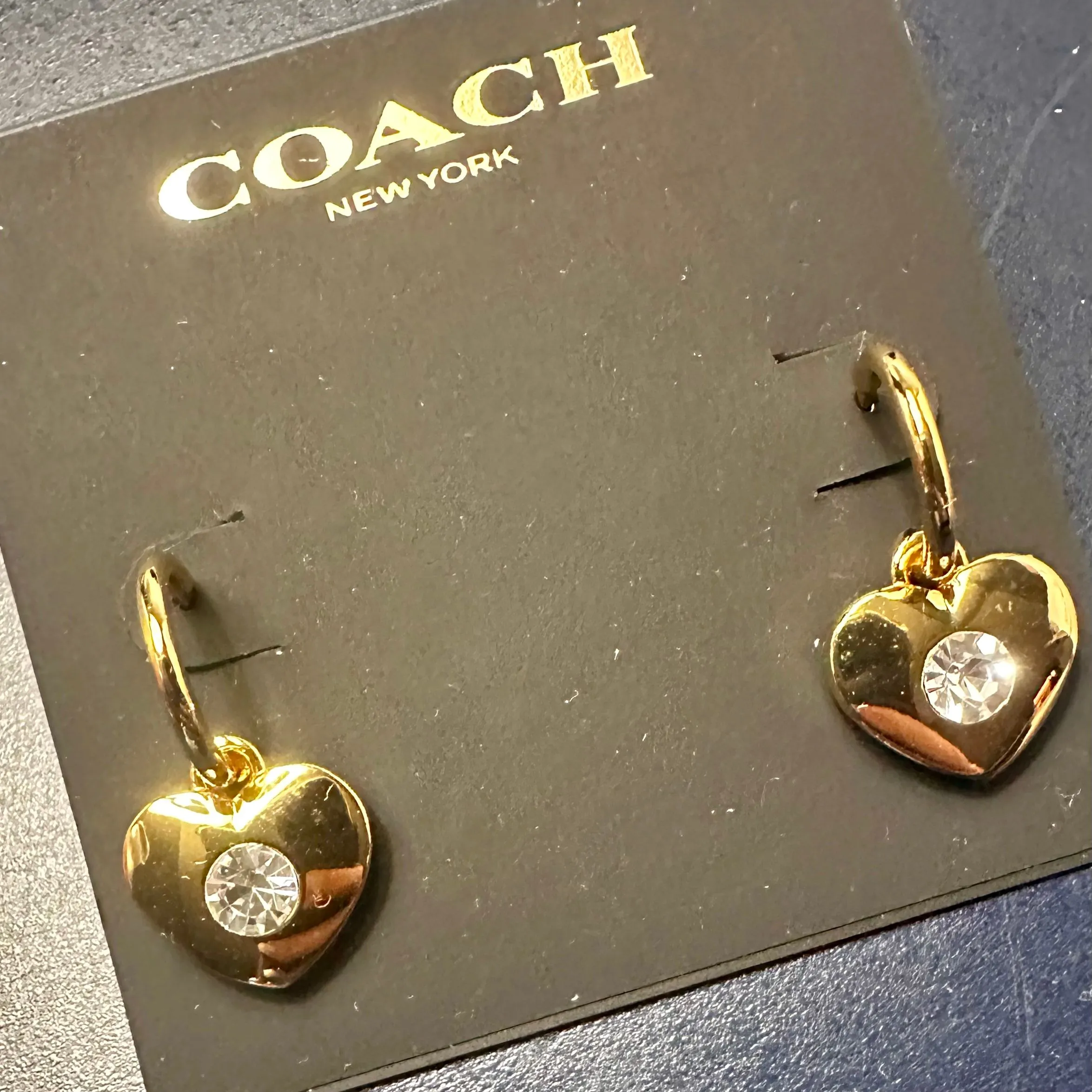 Product image for NWT Coach Outlet Heart Huggie Earrings - Gold Comes on Coach Earring Card