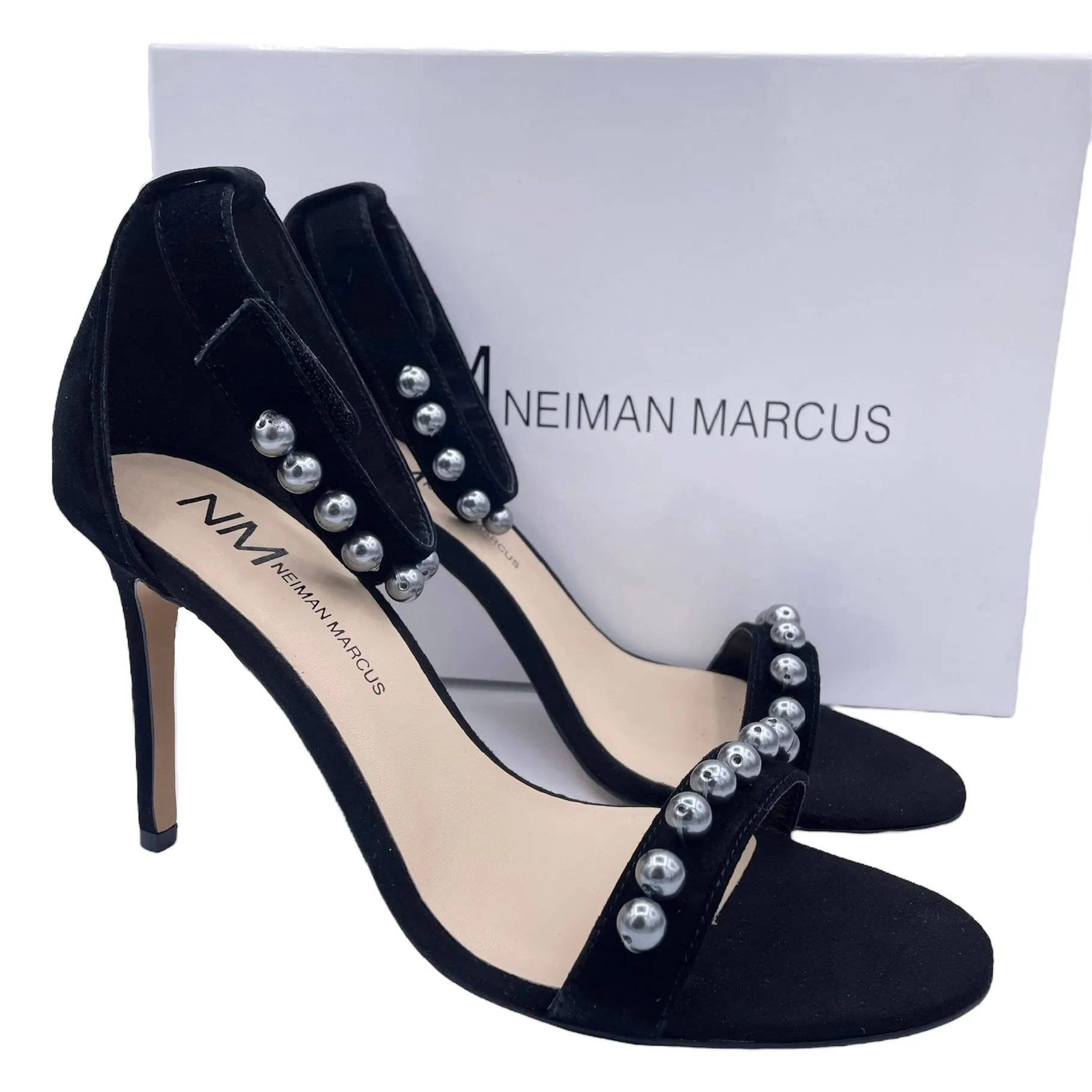 Product image for Neiman Marcus suede pearl ankle strap high heel sandals women Size 8