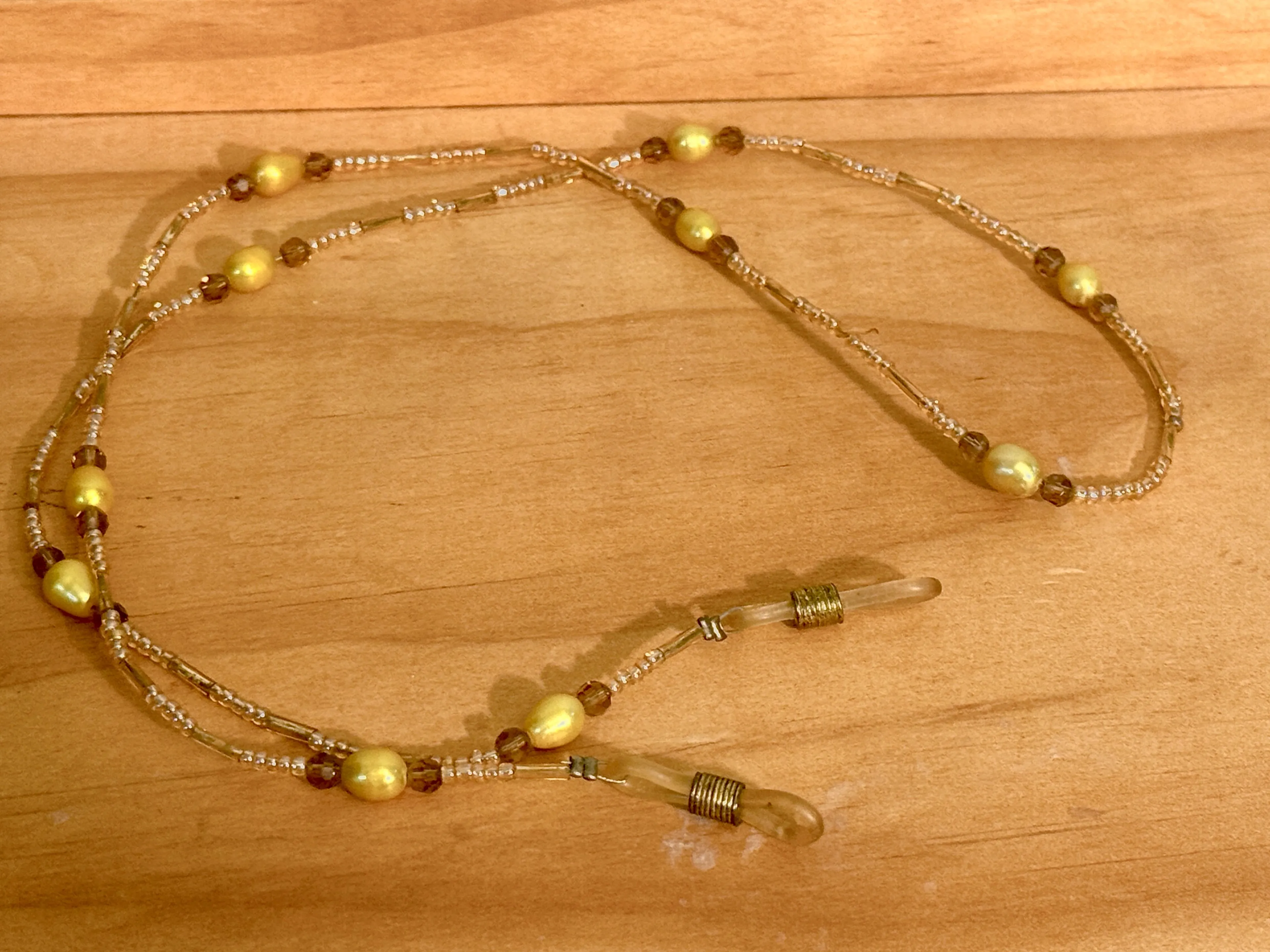 Product image for Glasses (Spectacle) Chain w/Yellow Freshwater Pearls (Dyed) and Glass Beads