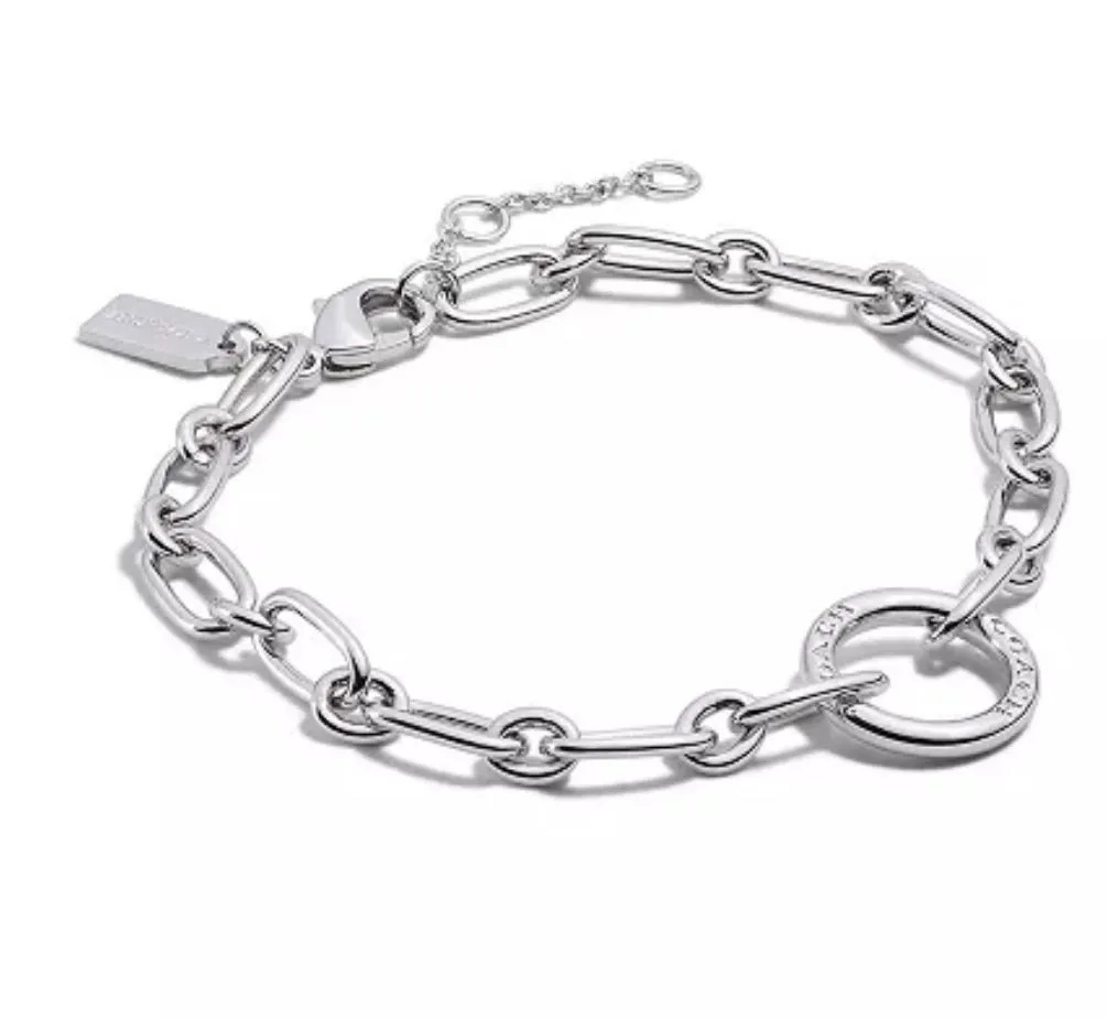 Product image for NWT Auth COACH Women's Signature Link Bracelet in Silver