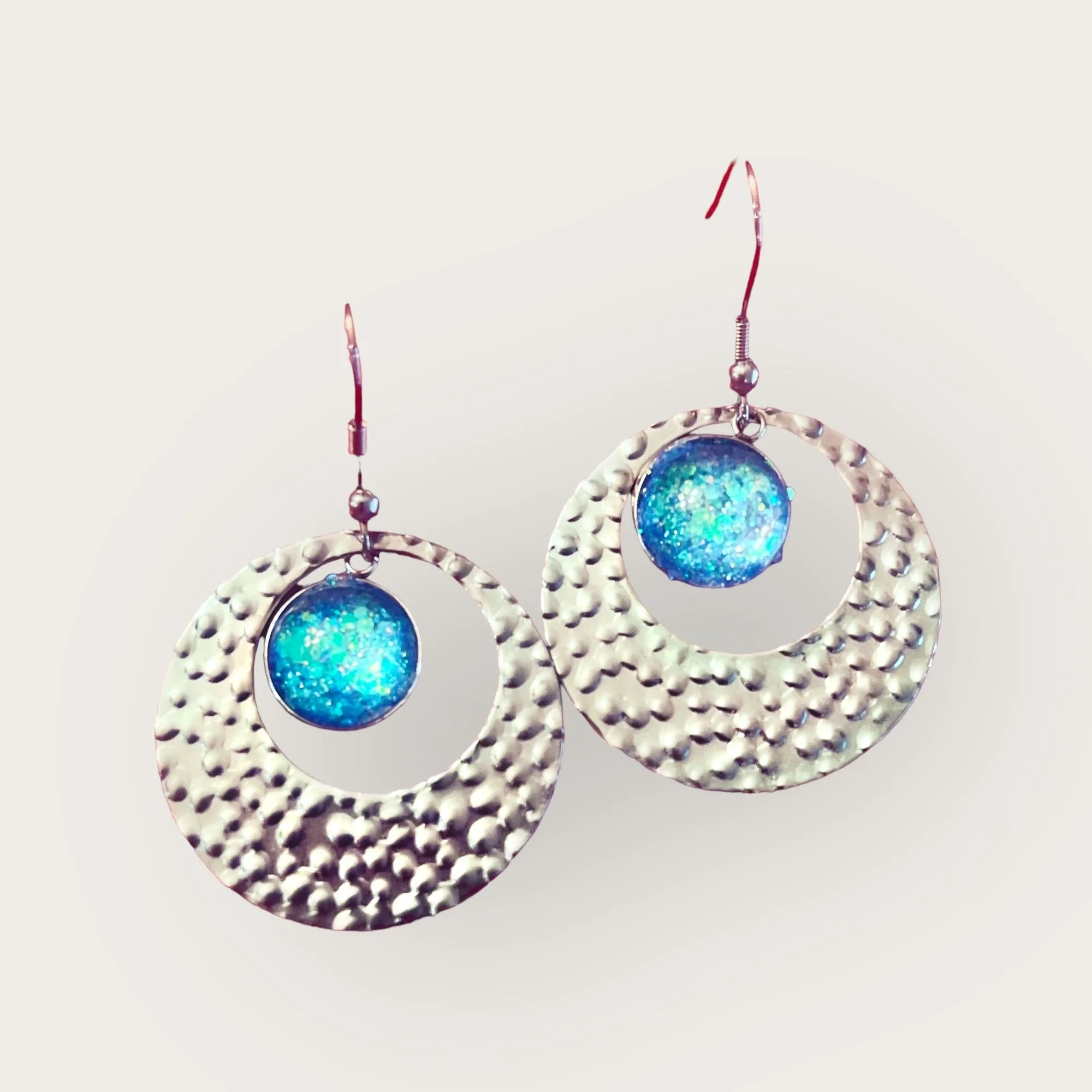 Product image for Round Turquoise and Silver Dangle Earrings