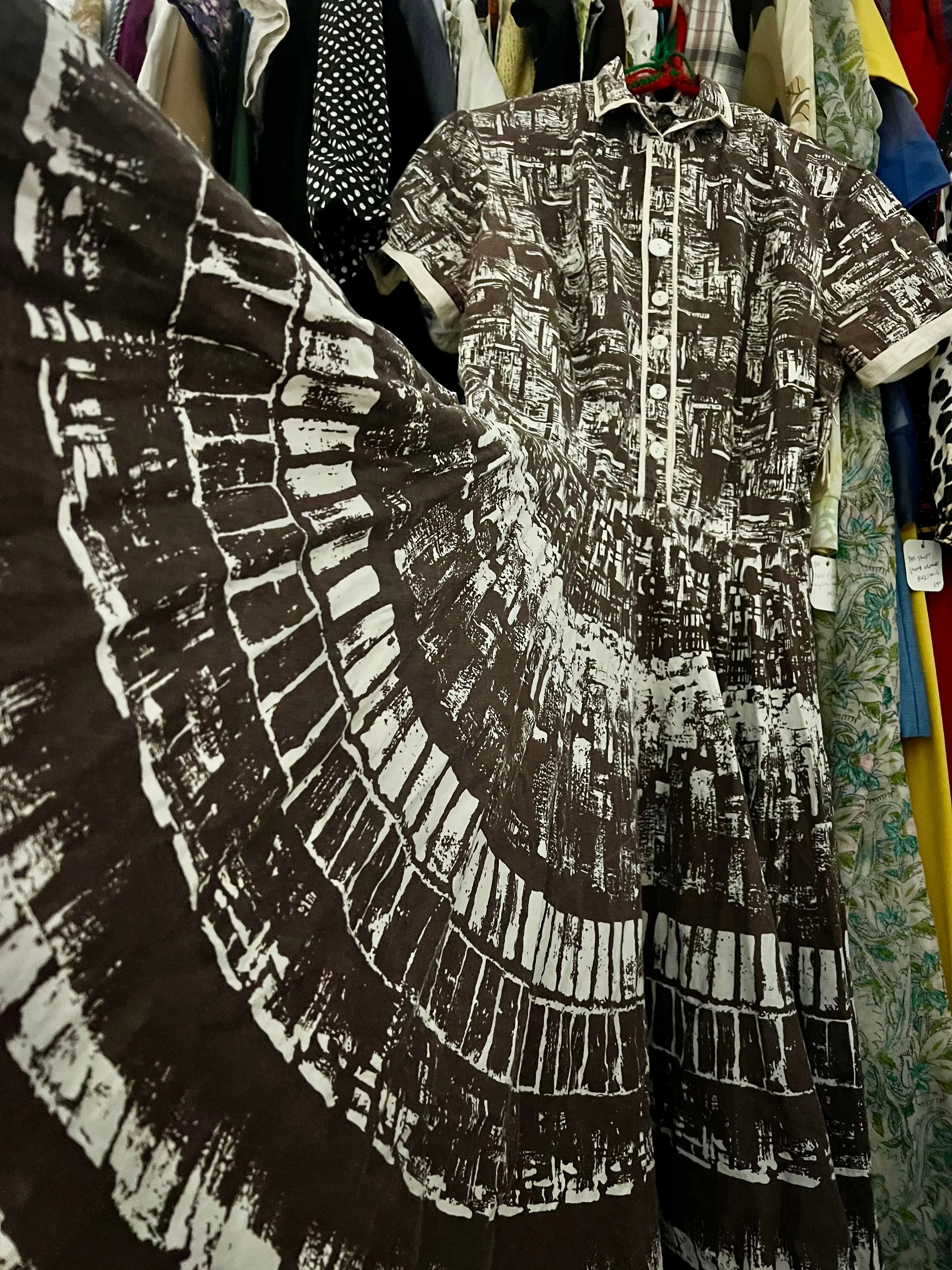 Product image for 022. 1940s/50s cotton scratch print cotton day dress/b38/w29