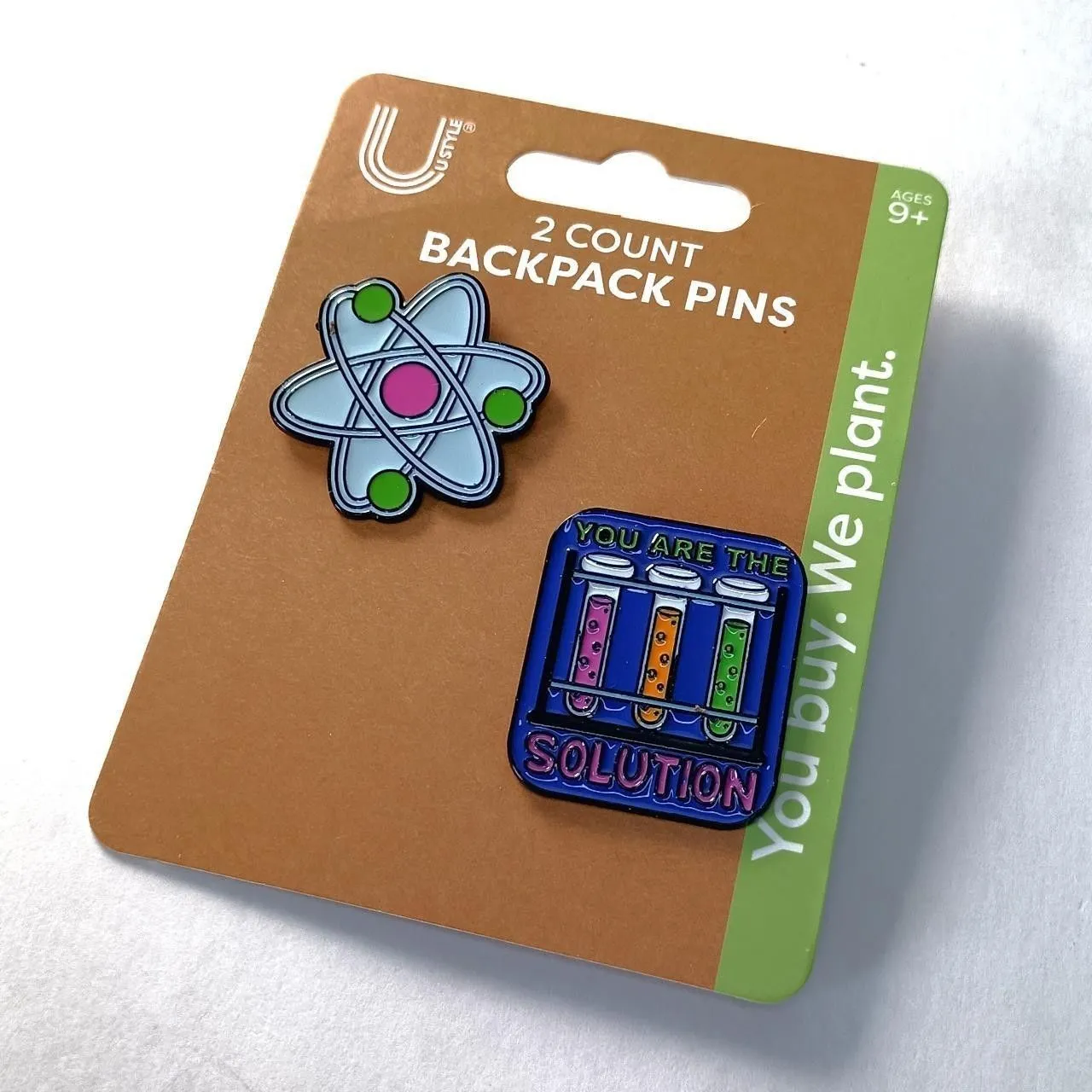 Product image for U Style Backpack Pins, Multicolor Science Theme, Set of 2 NEW 