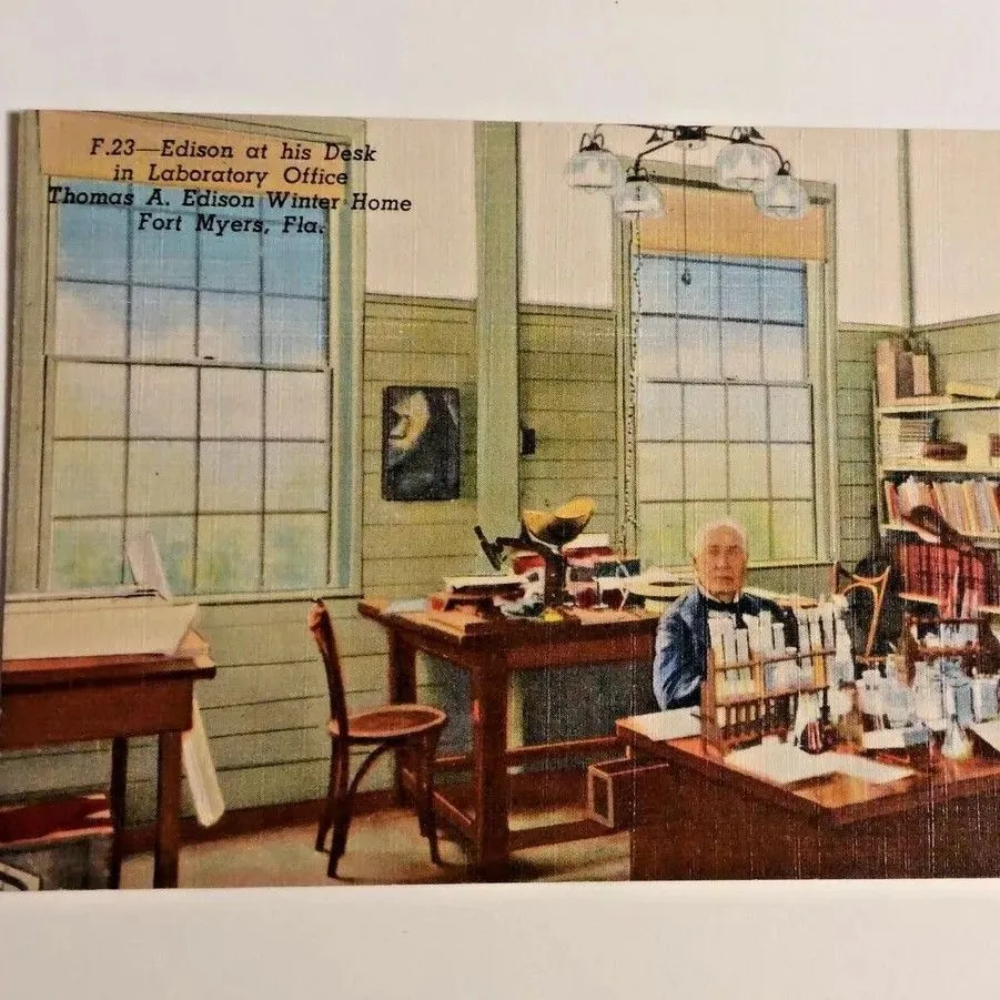 Product image for ephemera: Thomas Edison at his Desk in Laboratory, Fort Myers, Fl