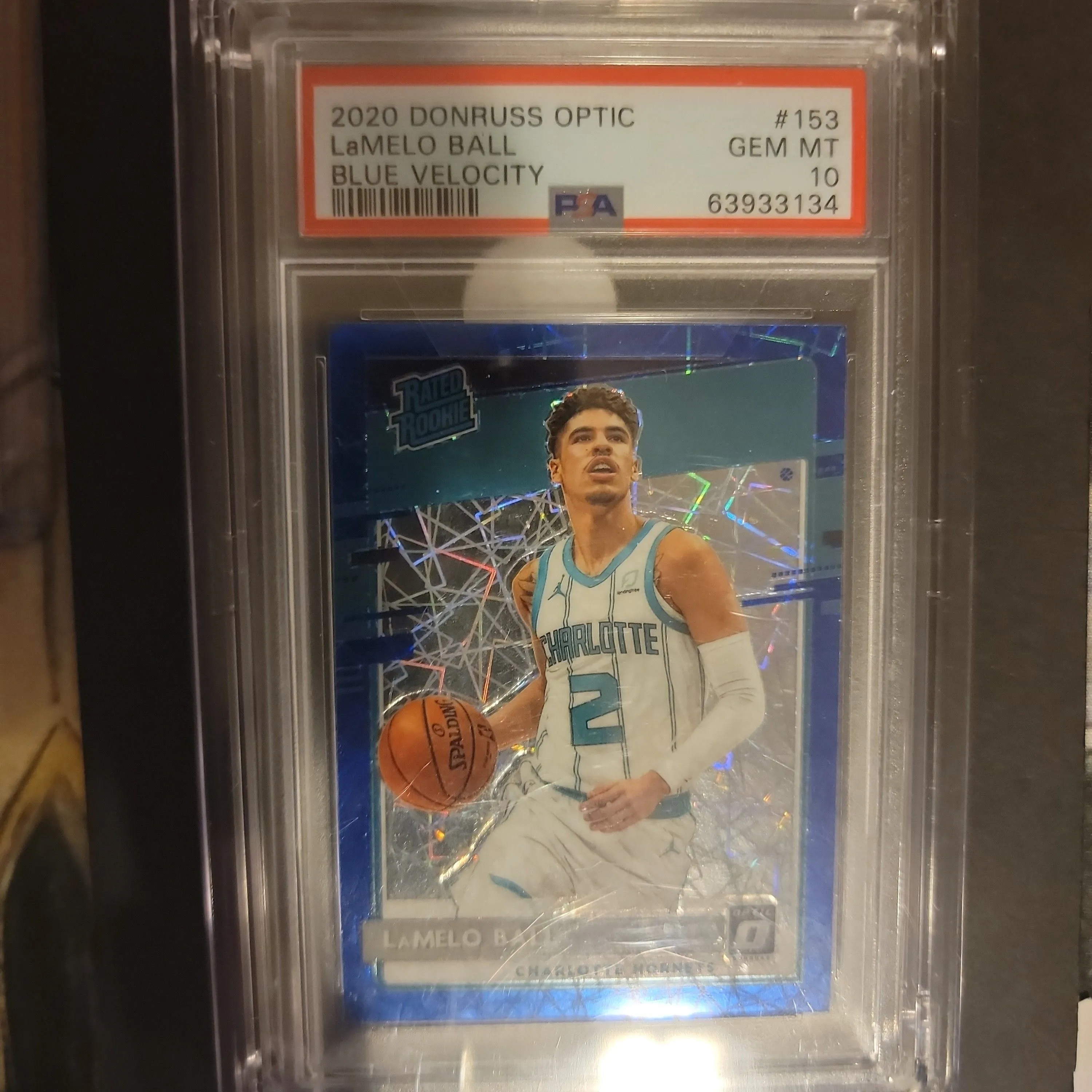 Product image for 2020 Panini Donruss Optic Lamelo Ball 153 Blue Velocity PSA GEM MT 10