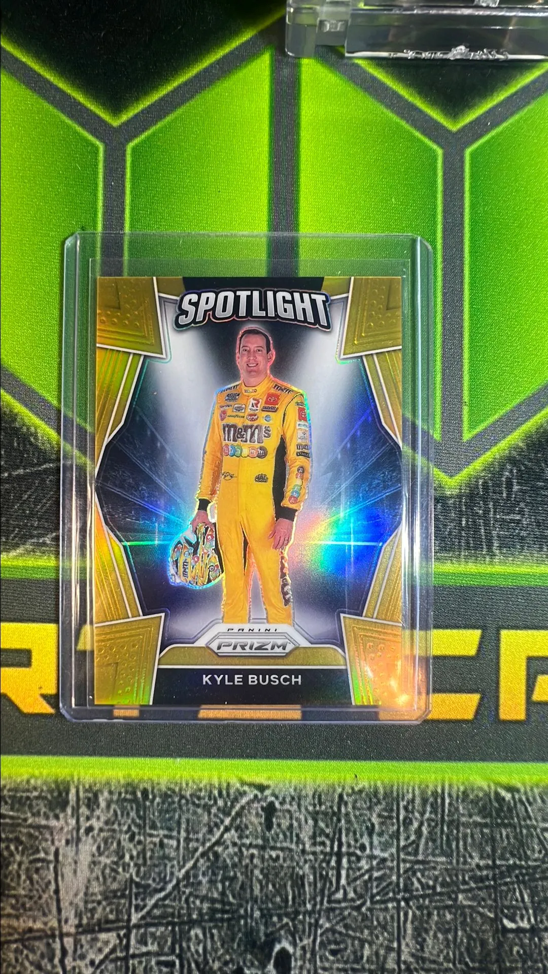 Product image for 2021 Panini Prizm Kyle Busch NASCAR Spotlight Gold 1/10 First off the Print