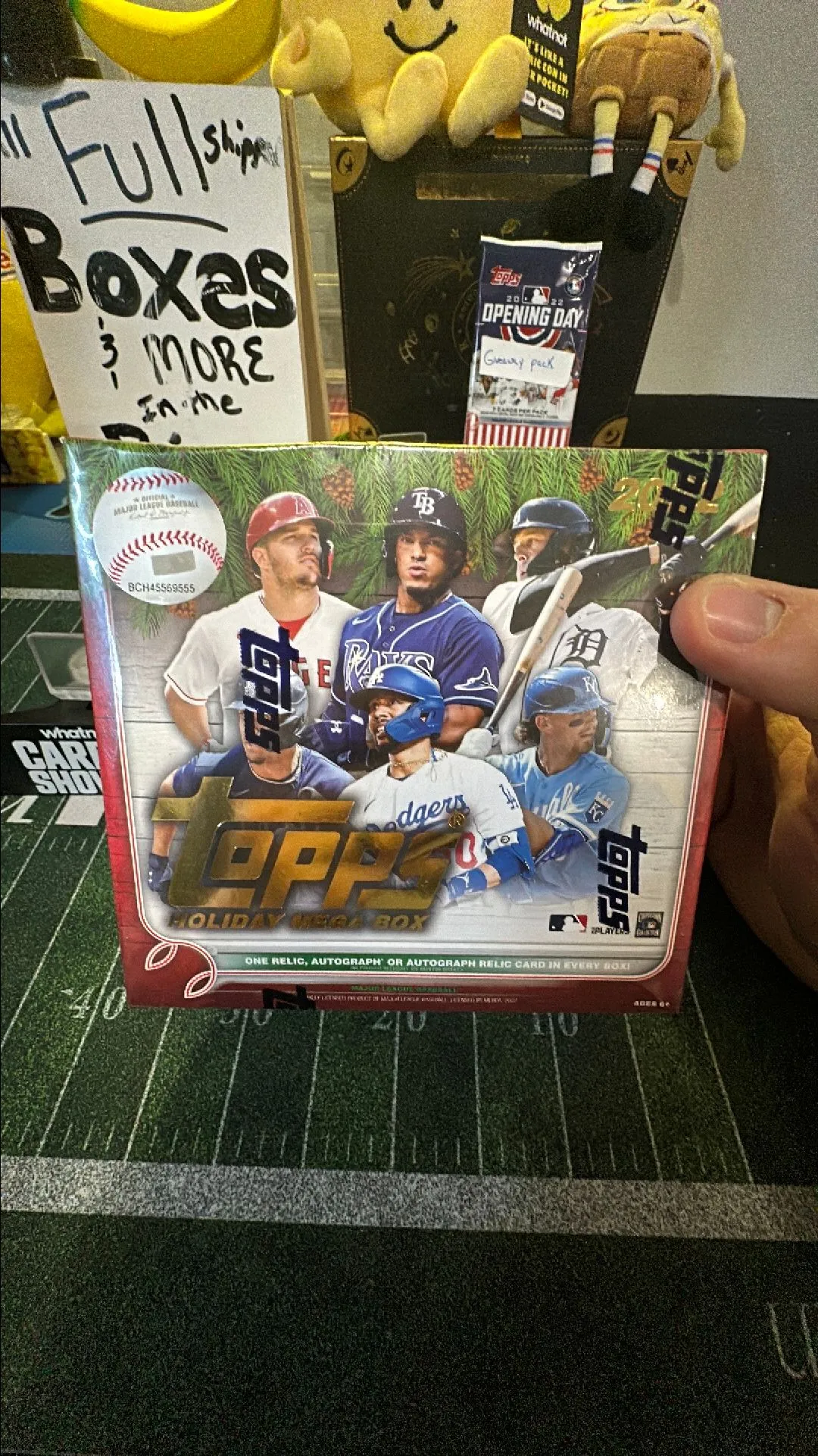 Product image for 2022 Topps Holiday Baseball MLB Mega Box 1 Hit Per Box