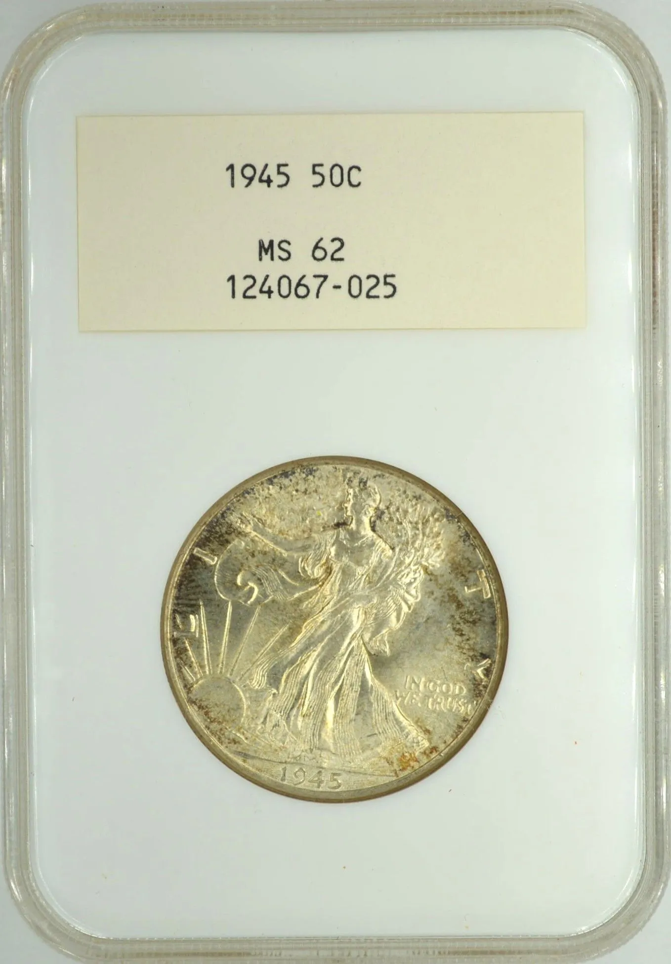 Product image for 1945 WALKING LIBERTY HALF DOLLAR 50C NGC MS 62 OLD FAT HOLDER