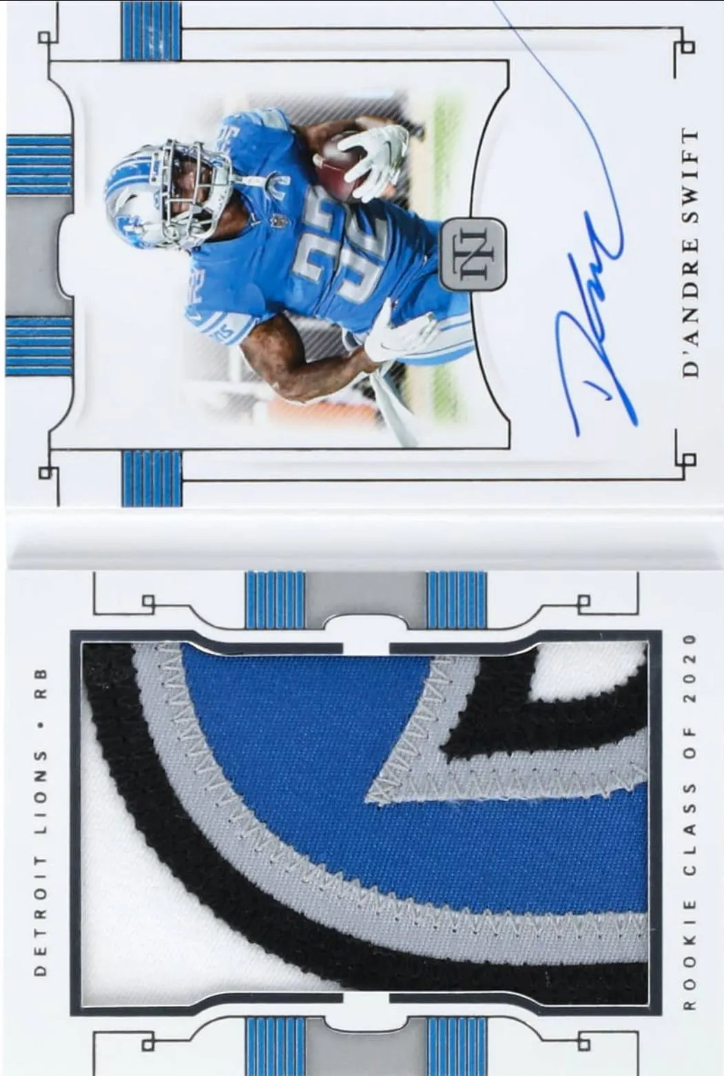 Product image for 2020 Panini National Treasures Rookie Jumbo Prime Signatures #RJBDS D'Andre Swift Signed Patch Rookie Booklet Card (#46/99)