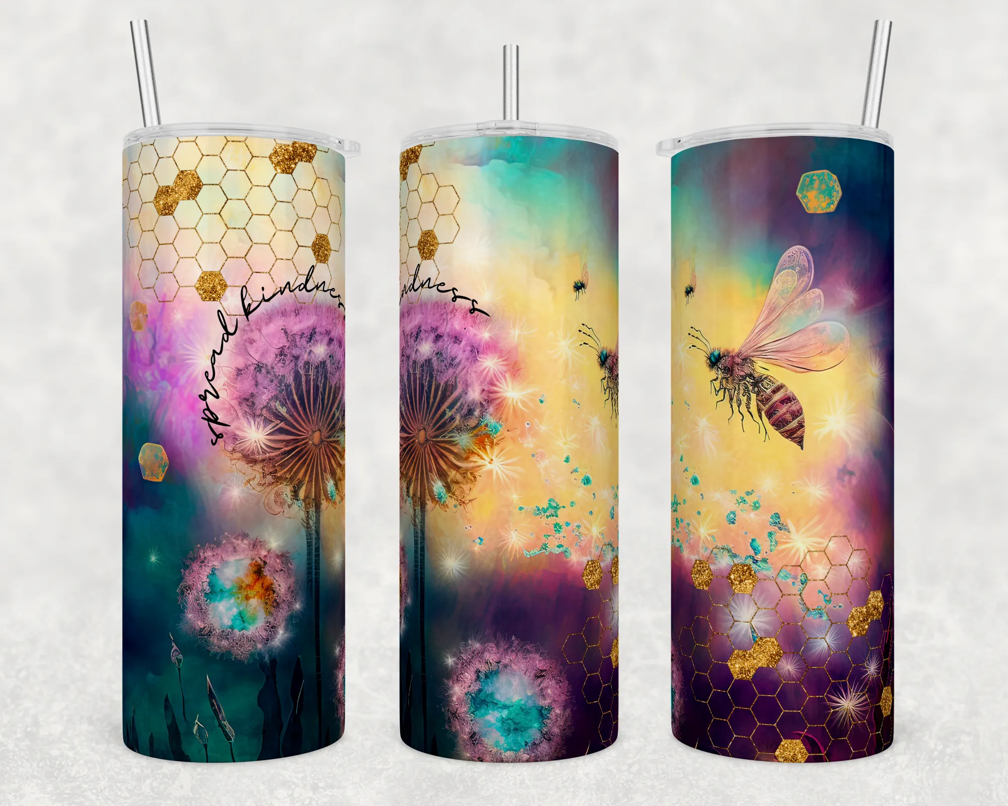 Product image for bee tumbler, colorful dandelion 